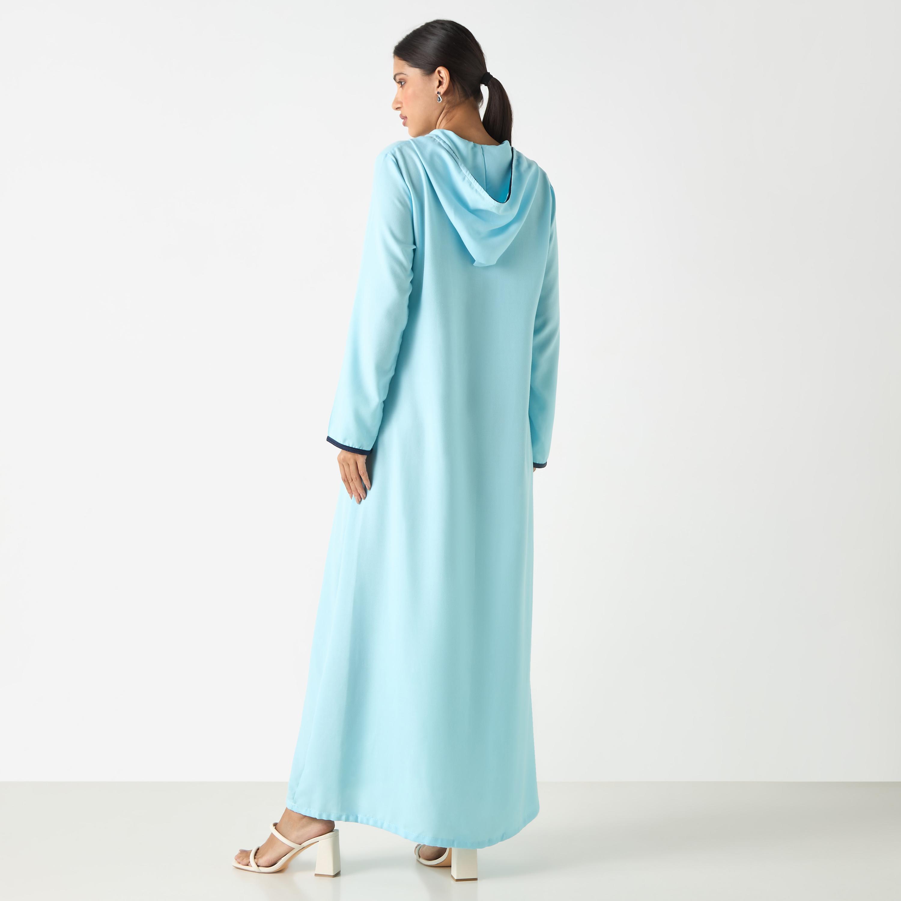 Hadiyath Al Madinah Embroidered Jalabiya with Hood-women-arabicclothing-jalabiyas-image-5