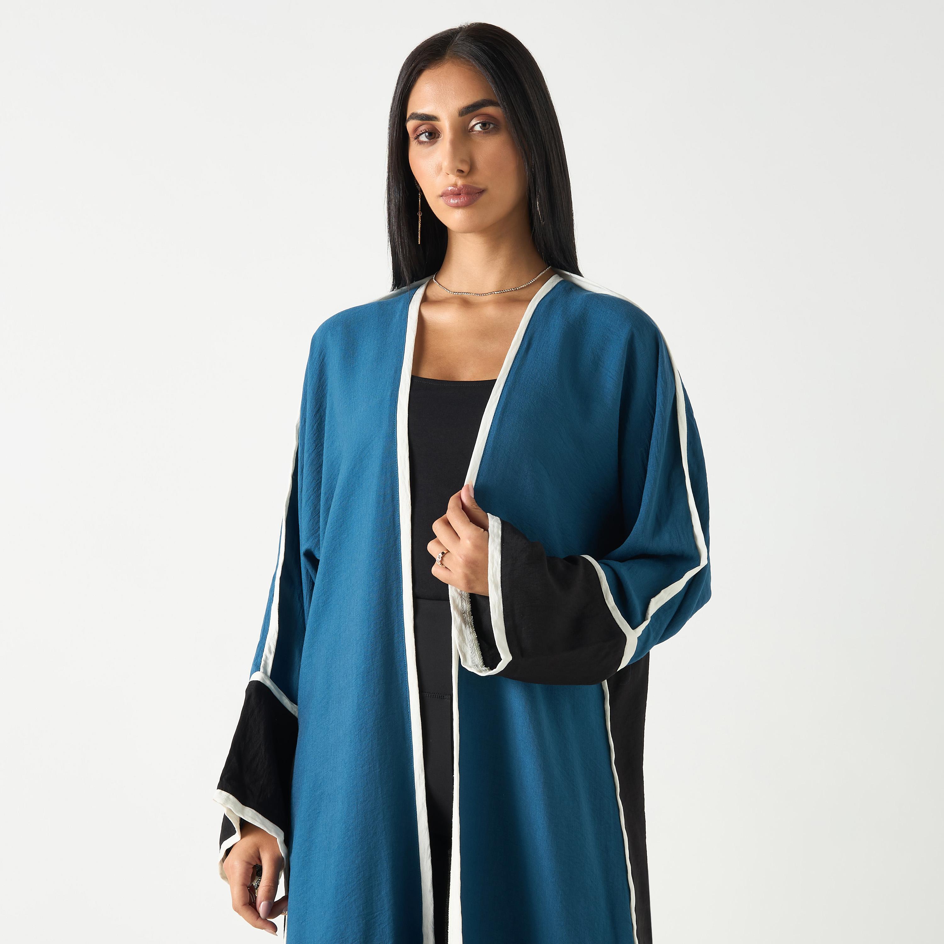 Hadiyath Al Madinah Panelled Open Front Abaya-women-arabicclothing-abayas-image-2