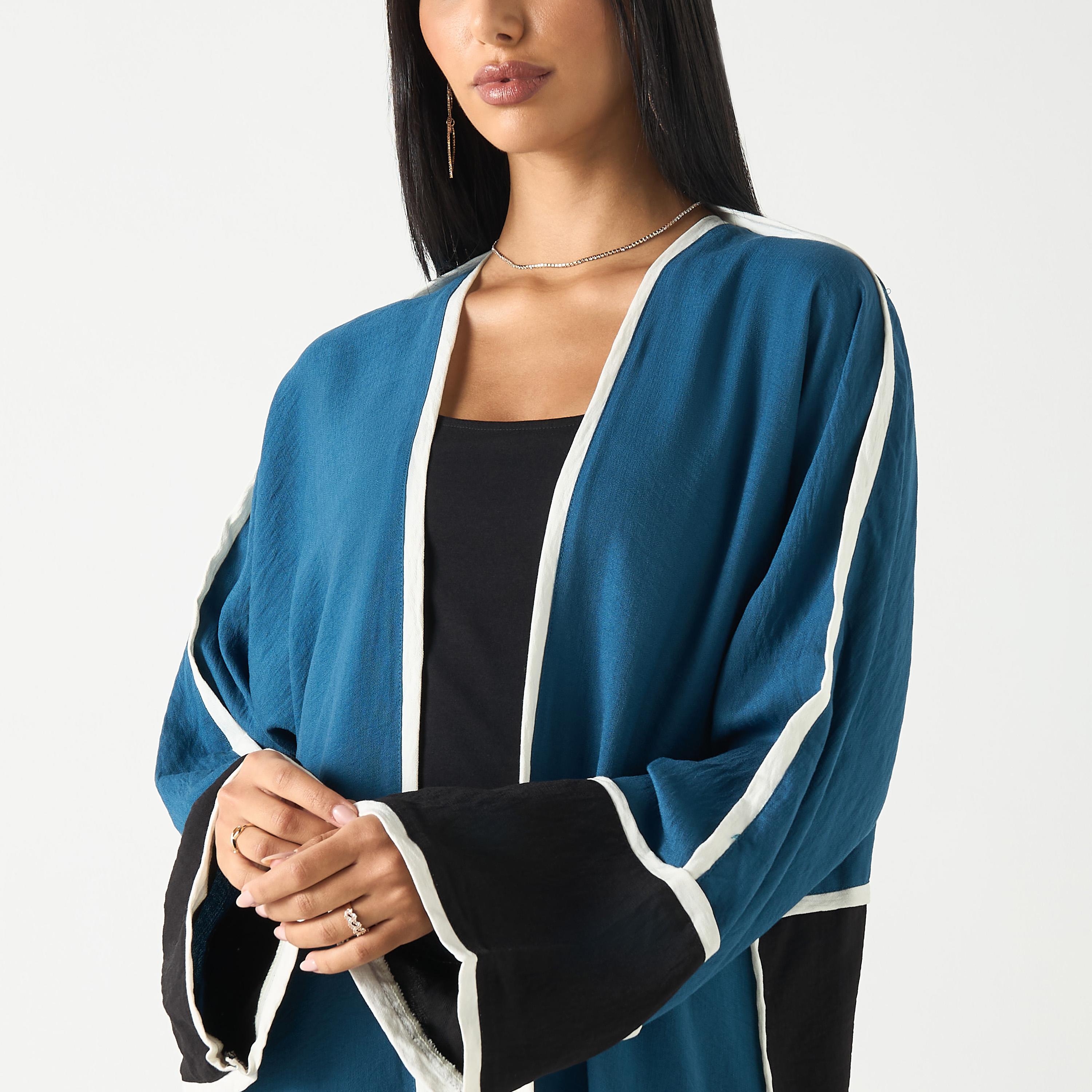 Hadiyath Al Madinah Panelled Open Front Abaya-women-arabicclothing-abayas-image-3