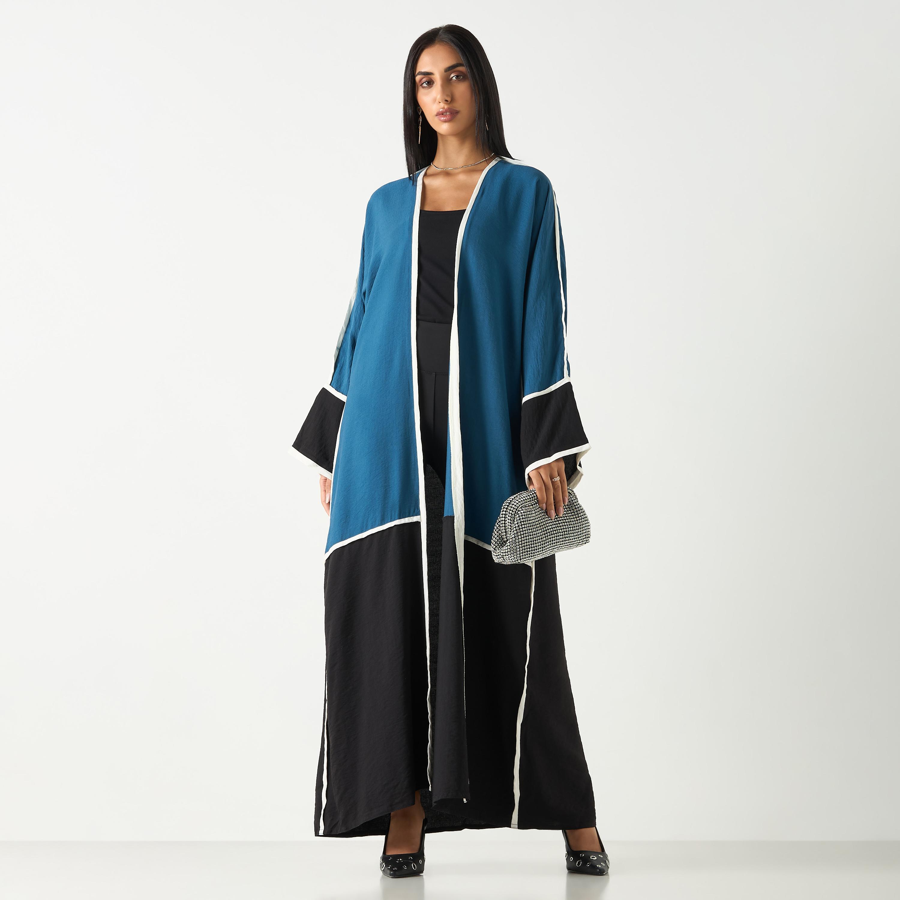 Hadiyath Al Madinah Panelled Open Front Abaya-women-arabicclothing-abayas-image-4