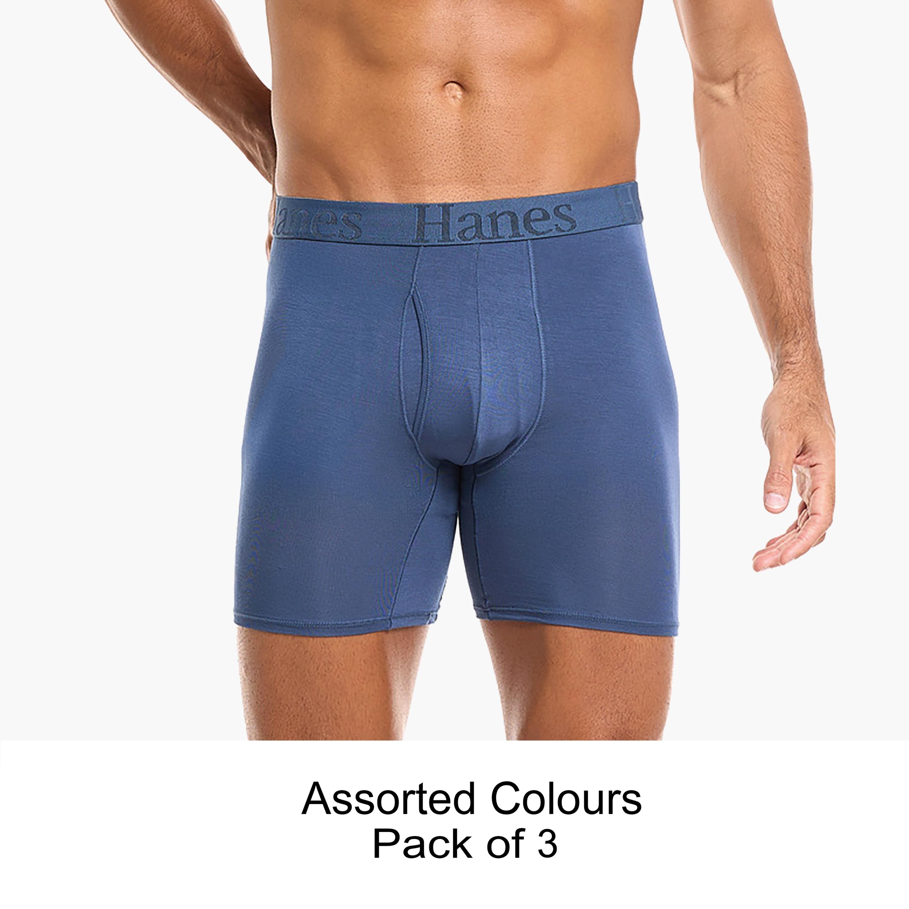 مجموعة متنوعة من 3 سراويل بوكسر رجالية مطبوعة بعلامة تجارية مع حزام خصر من هانز-men-clothing-innerwear-underwear-image-1