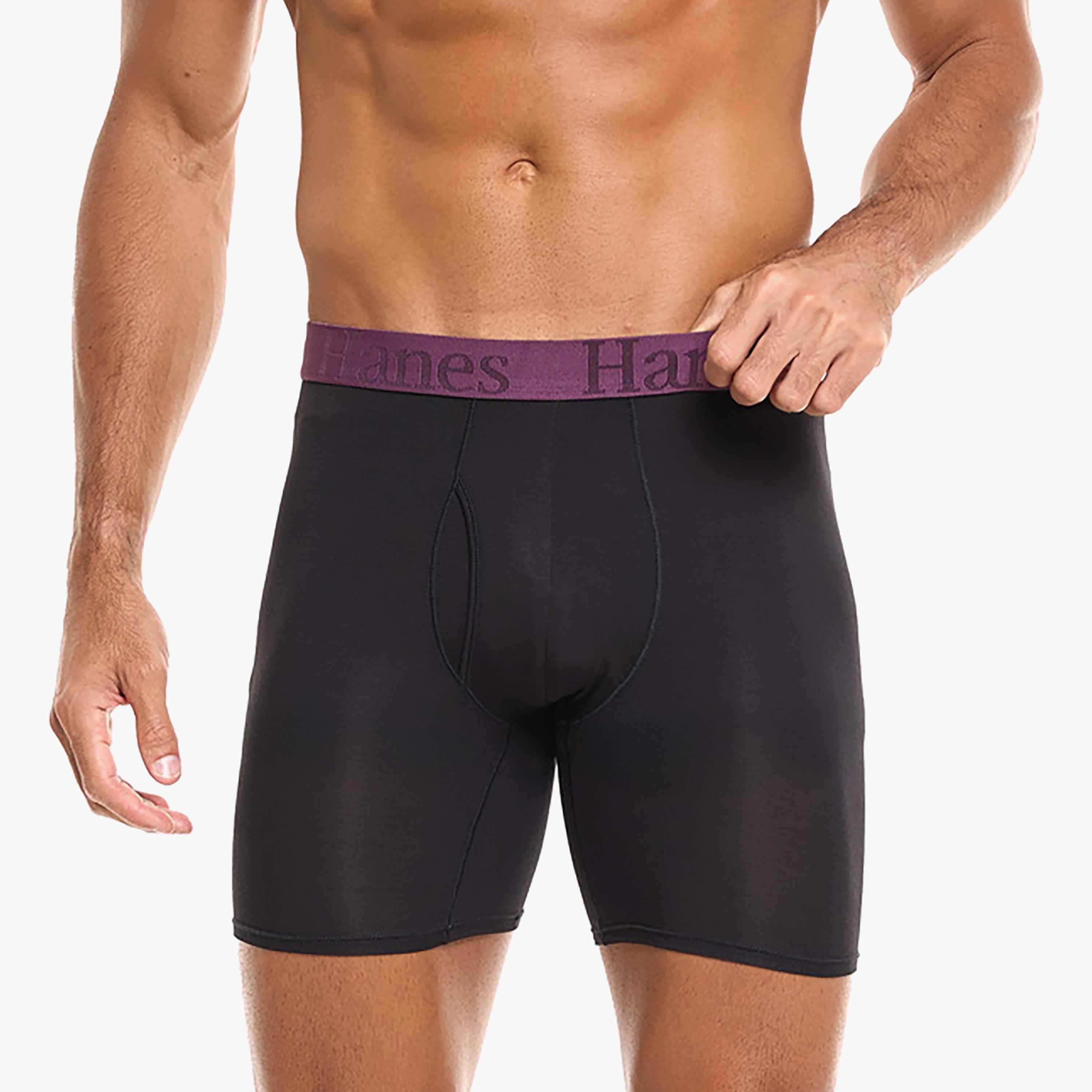 مجموعة متنوعة من 3 سراويل بوكسر رجالية مطبوعة بعلامة تجارية مع حزام خصر من هانز-men-clothing-innerwear-underwear-image-4