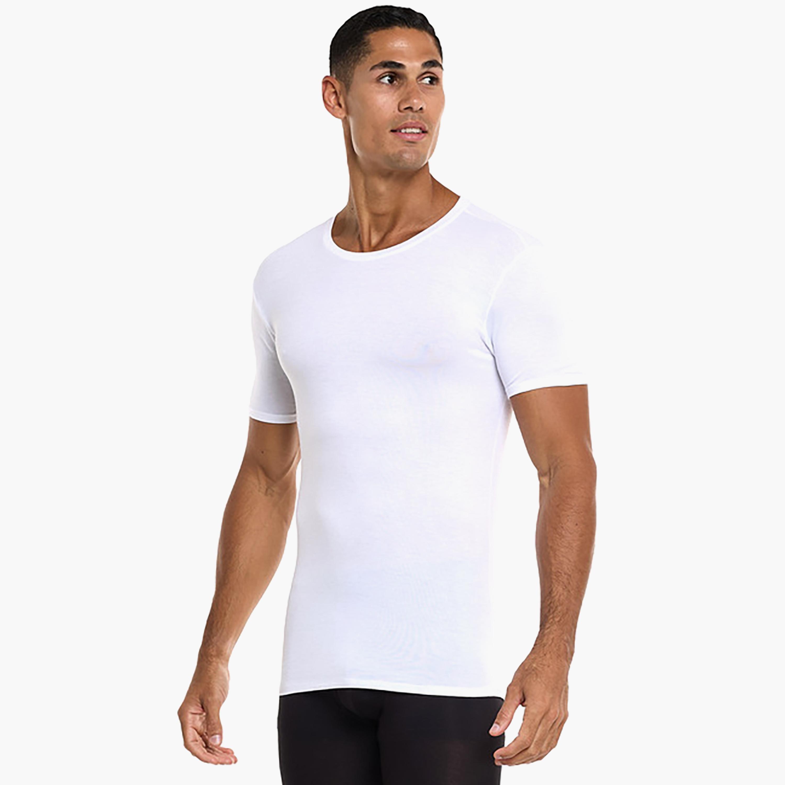 Hanes Assorted Pack of 3 Plain Round Neck Short Sleeves Men's Under T-Shirt-men-clothing-innerwear-vests-image-5