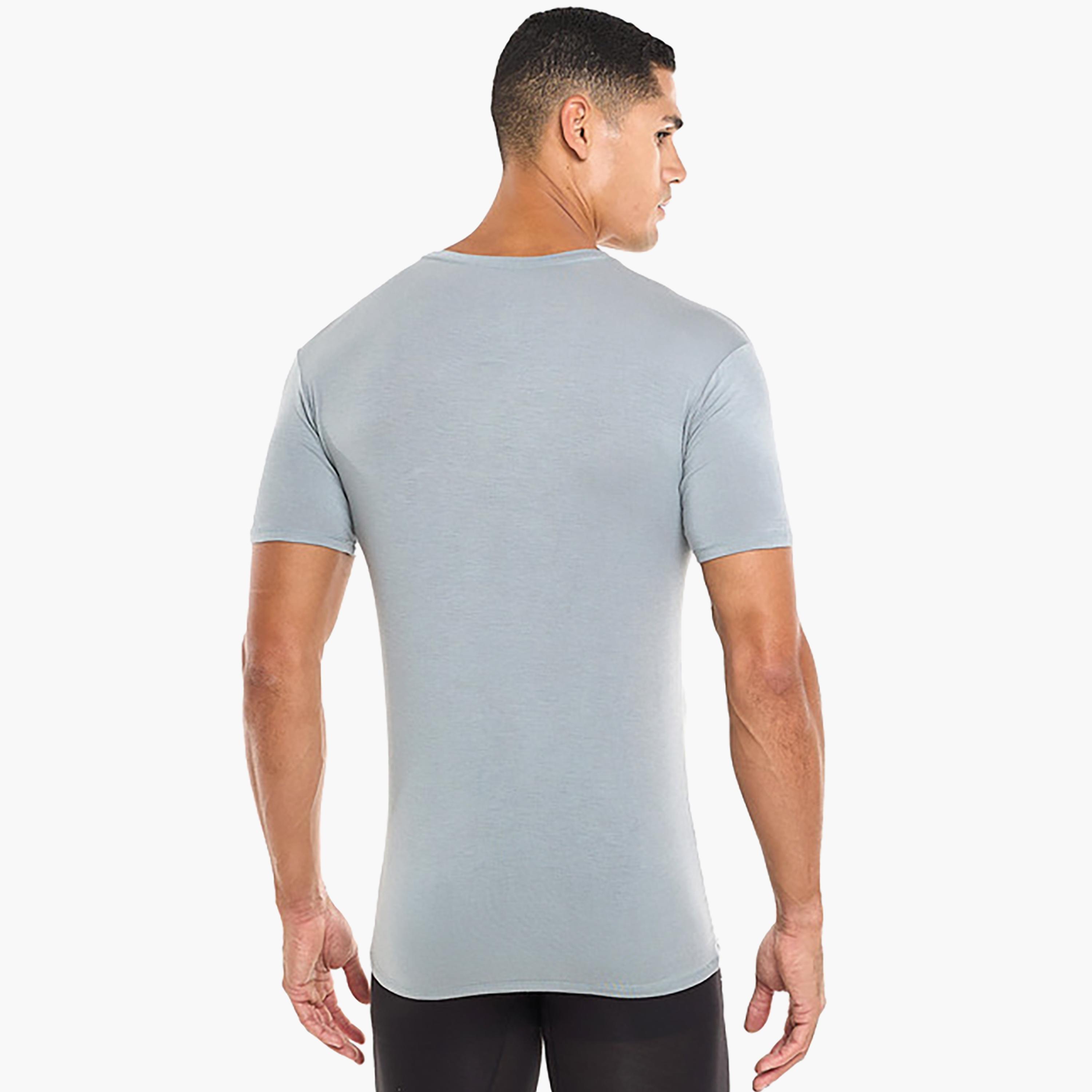 Hanes Assorted Pack of 3 Plain Round Neck Short Sleeves Men's Under T-Shirt-men-clothing-innerwear-vests-image-6