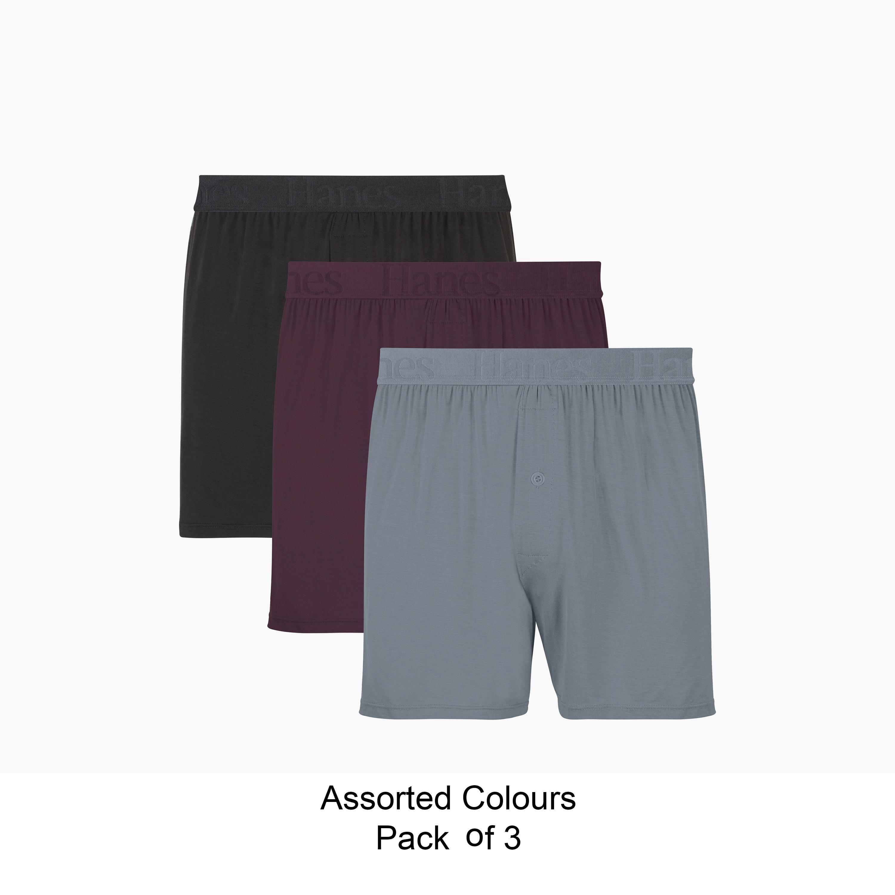طقم سراويل "بوكسر بريفز" رجالي بخصر يحمل شعار الماركة - عبوة تشكيلة من 3 قطع من هينز-men-clothing-innerwear-underwear-image-1