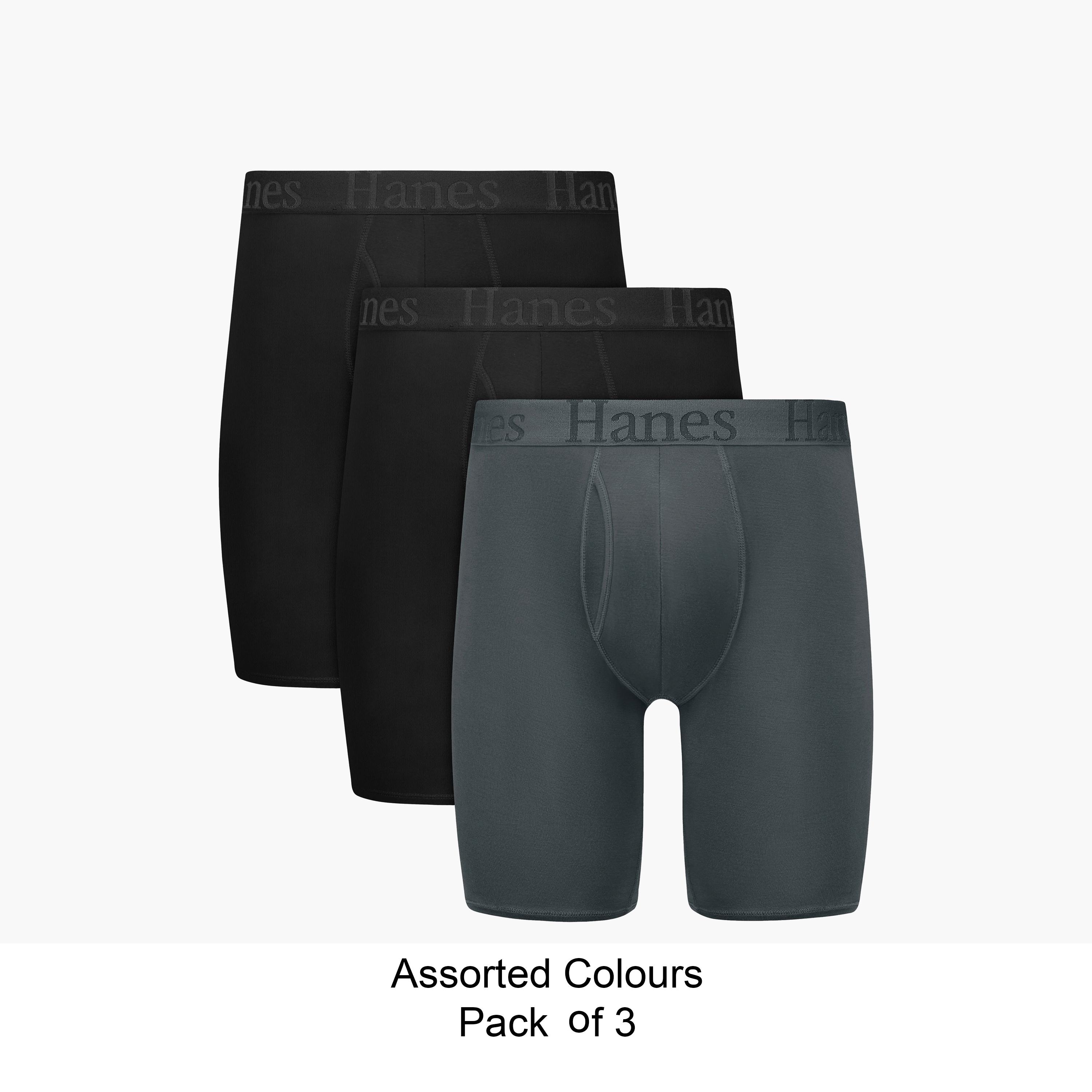 Hanes Assorted Pack of 3 Brand Logo Waist Band Men's Boxer Briefs-men-clothing-innerwear-underwear-image-1