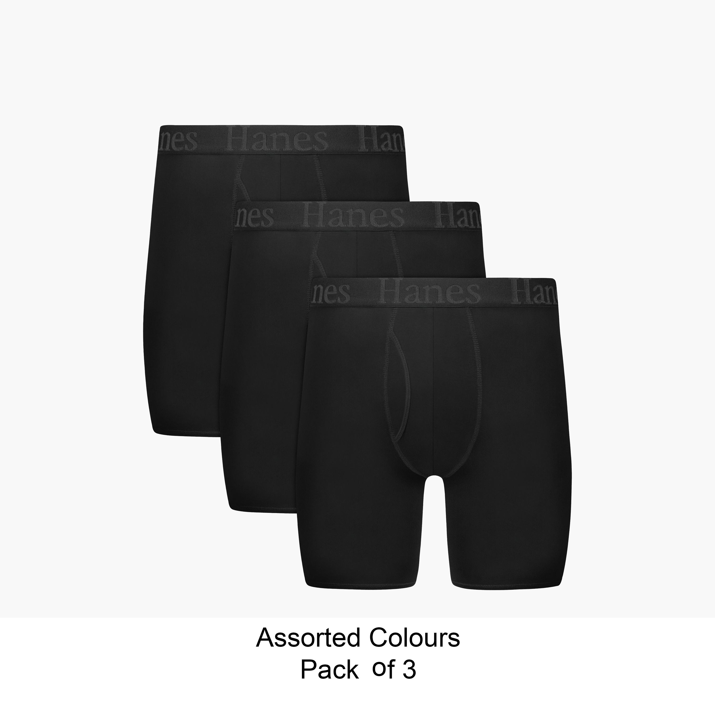 Hanes Assorted Pack of 3 Brand Logo Waist Band Men's Boxer Briefs-men-clothing-innerwear-underwear-image-1