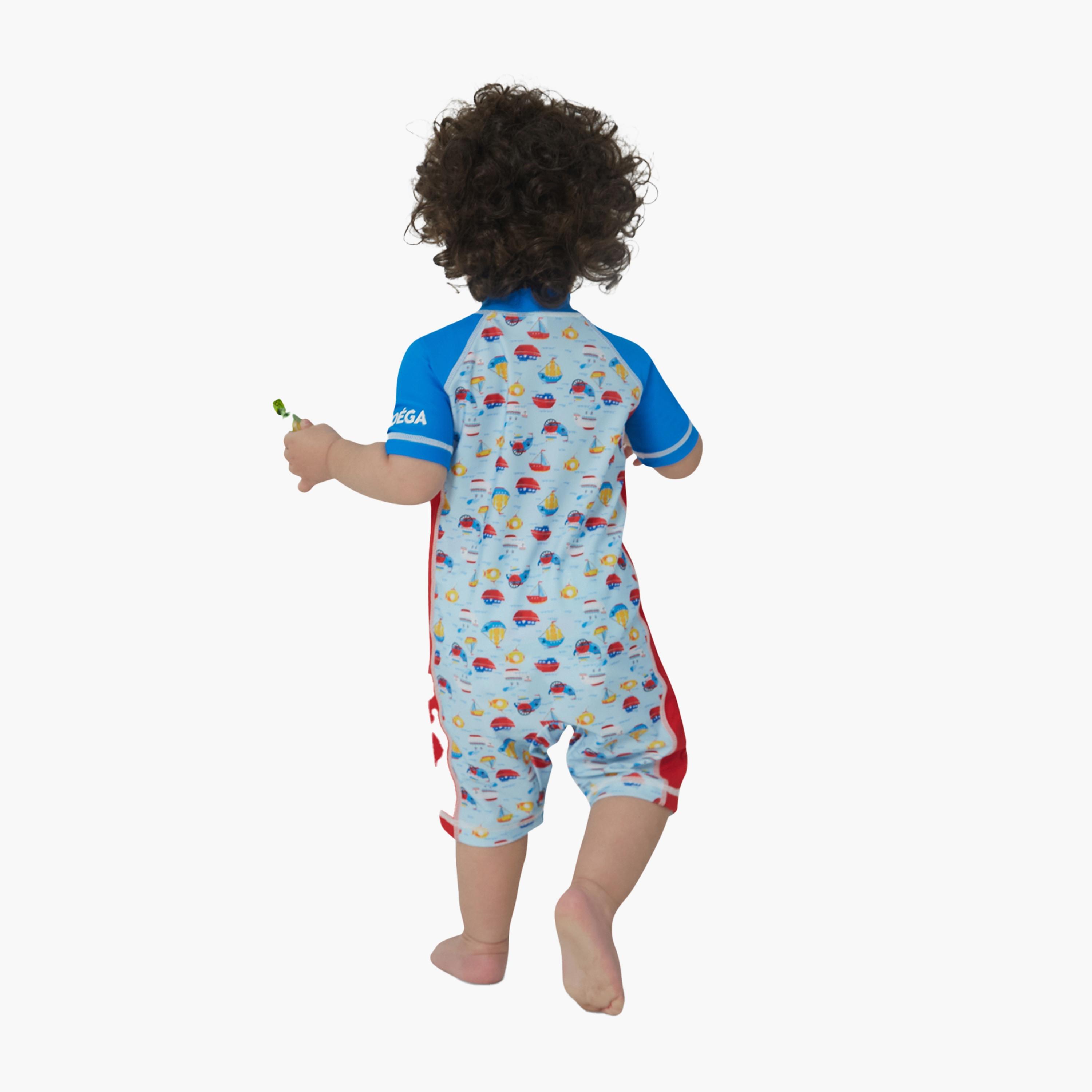 بدلة COEGA للأولاد من قطعة واحدة، قوارب زرقاء-sports-gear-swimming-boy-image-3