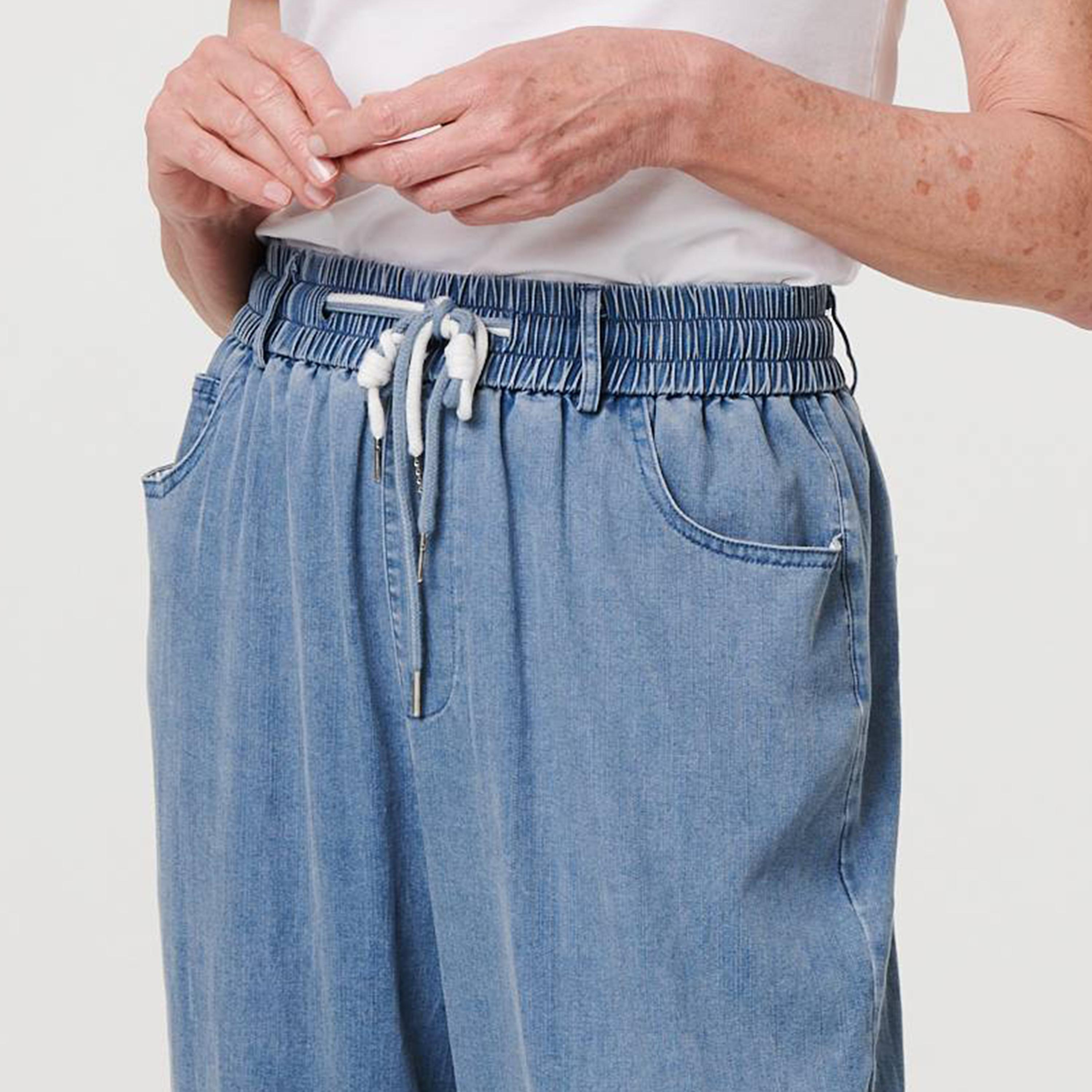 بنطلون جينز نسائي قصة مستقيمة "ستريت" بلون أزرق من إيزابيل لندن-women-clothing-bottoms-jeans-image-4