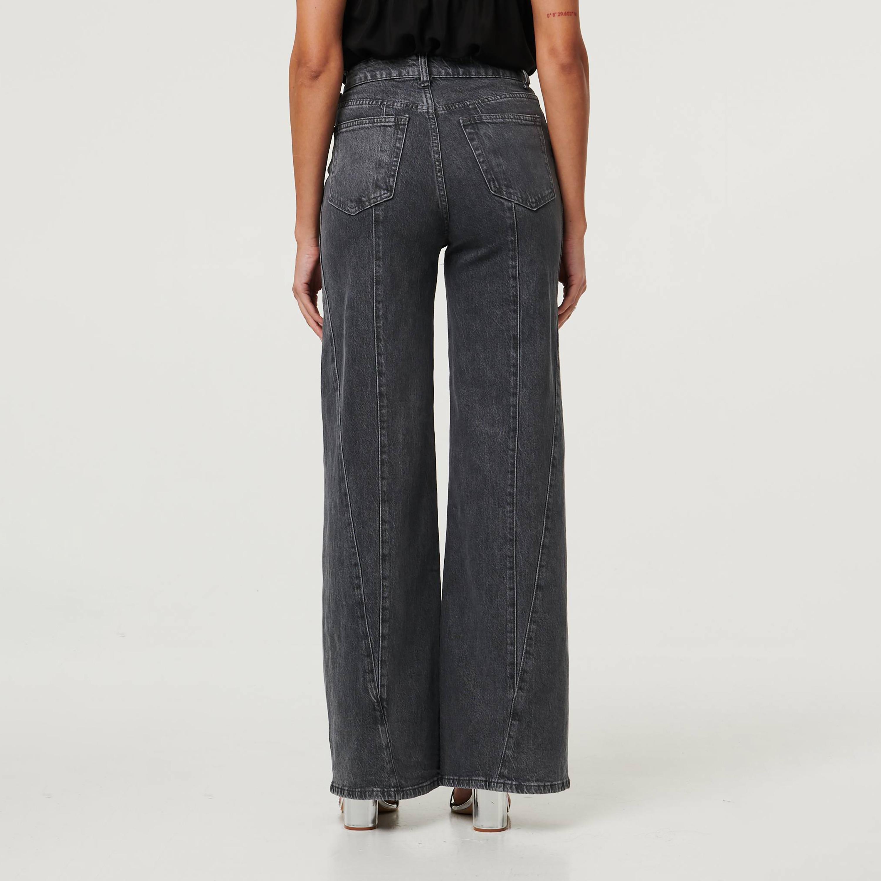 بنطلون جينز نسائي قصة مستقيمة "ستريت" بلون أسود من إيزابيل لندن-women-clothing-bottoms-jeans-image-3