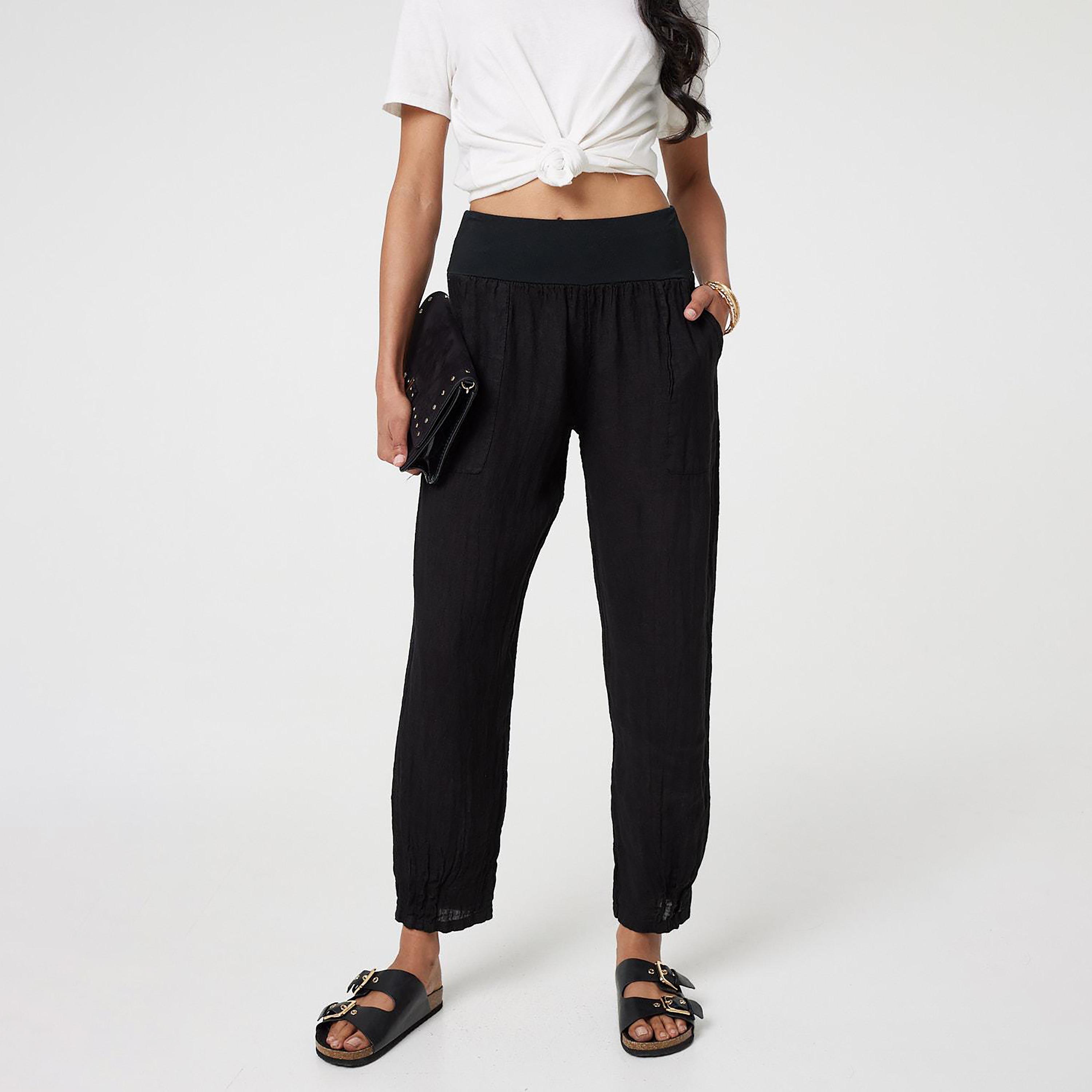 Izabel London Linen Women's Trousers-women-clothing-bottoms-trousers-image-1