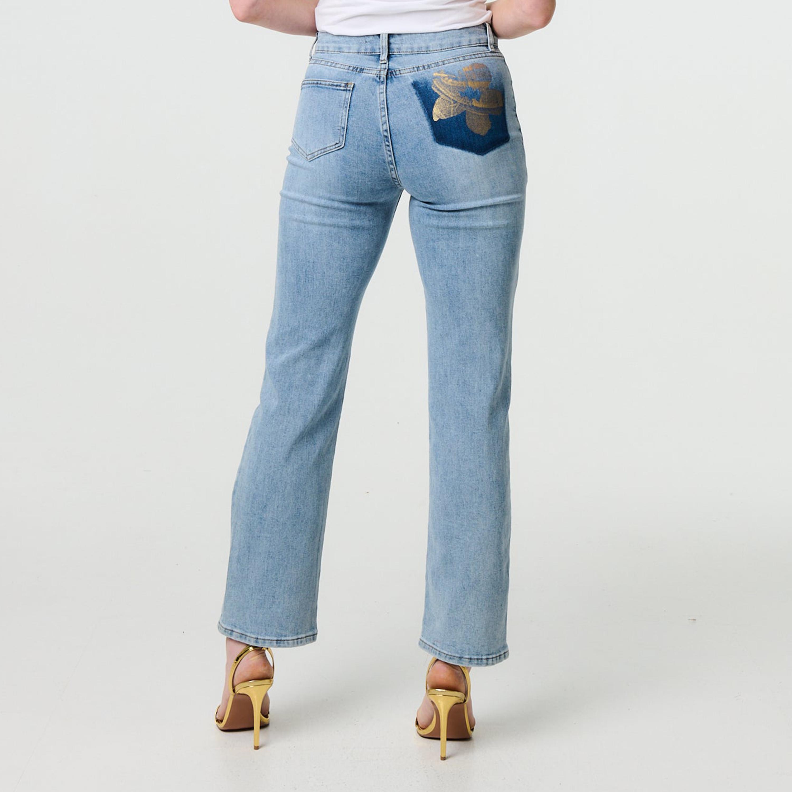 بنطلون جينز نسائي بلون أزرق من إيزابيل لندن-women-clothing-bottoms-jeans-image-4