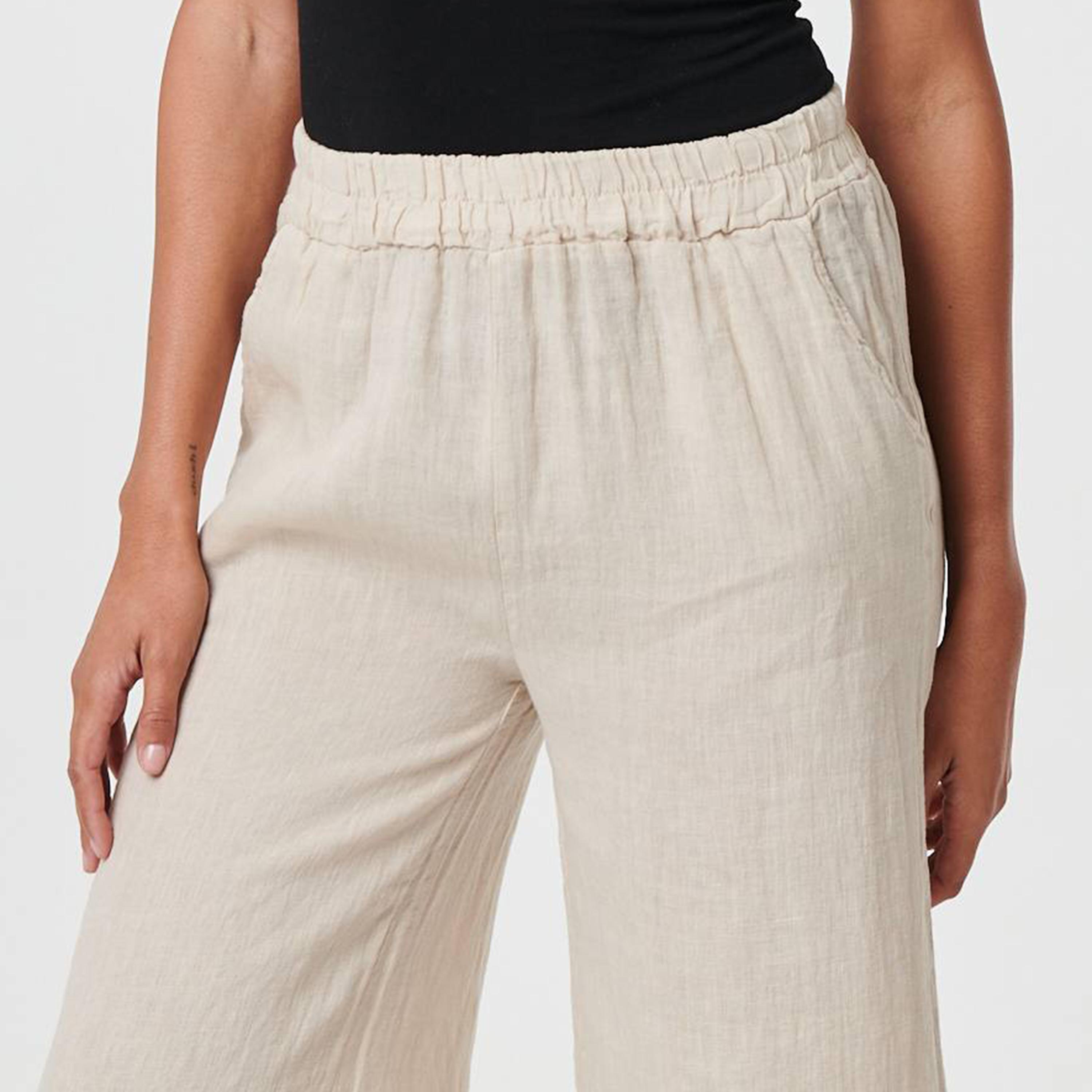 بنطلون نسائي "كروبد" قصير من الكتان من إيزابيل لندن-women-clothing-bottoms-trousers-image-8