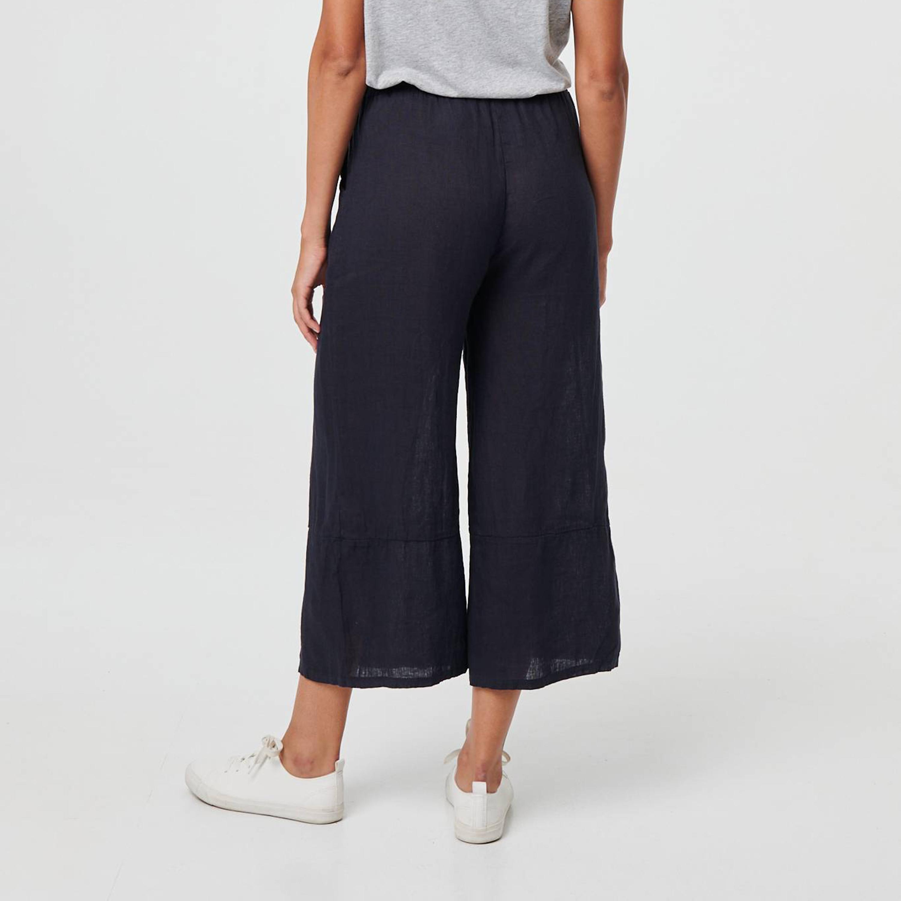 بنطلون نسائي "كروبد" قصير من الكتان من إيزابيل لندن-women-clothing-bottoms-trousers-image-4