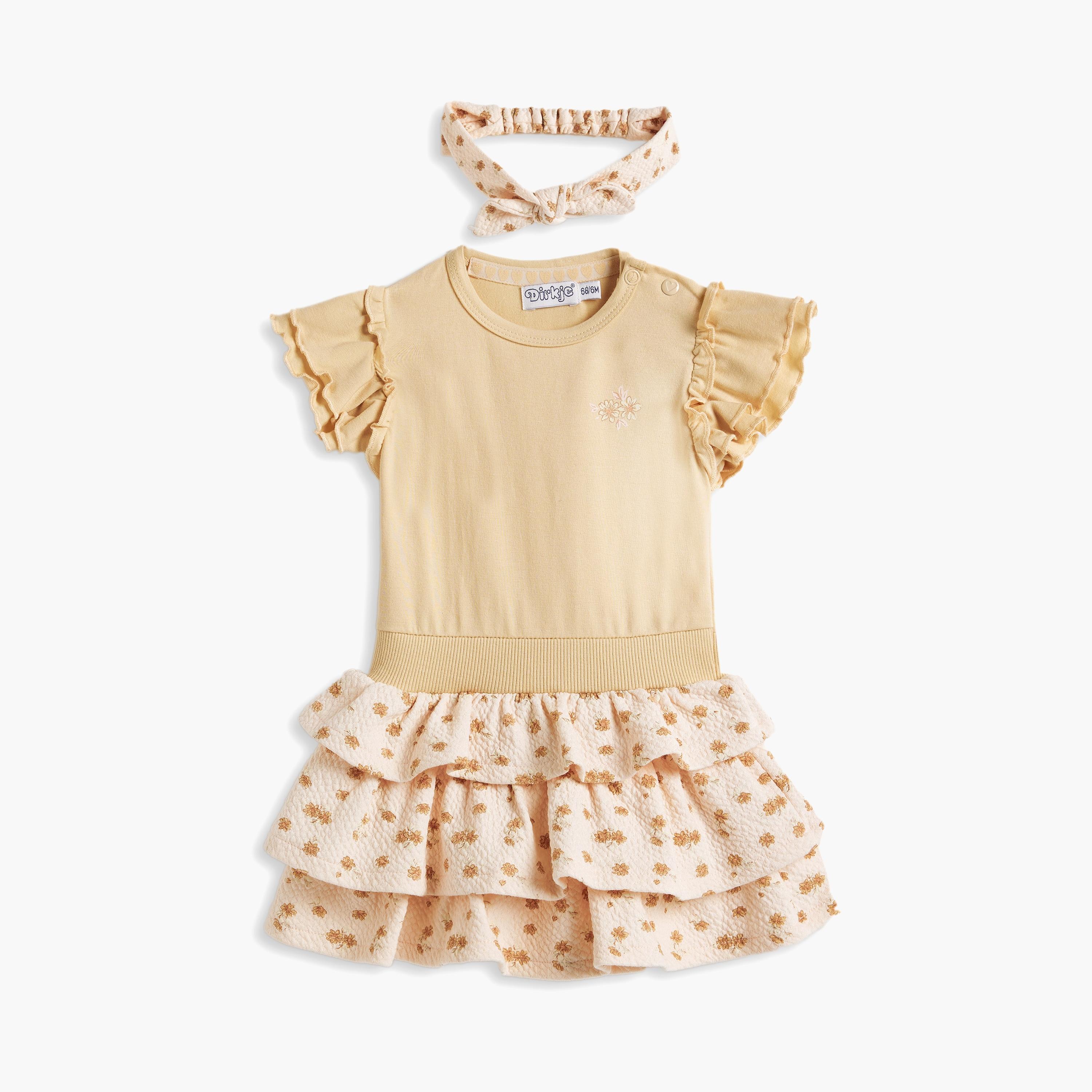 Dirkje 2-Piece Floral Printed Cap Sleeves Dress with Headband-baby-girls-clothing-dressesandjumpsuits-image-1