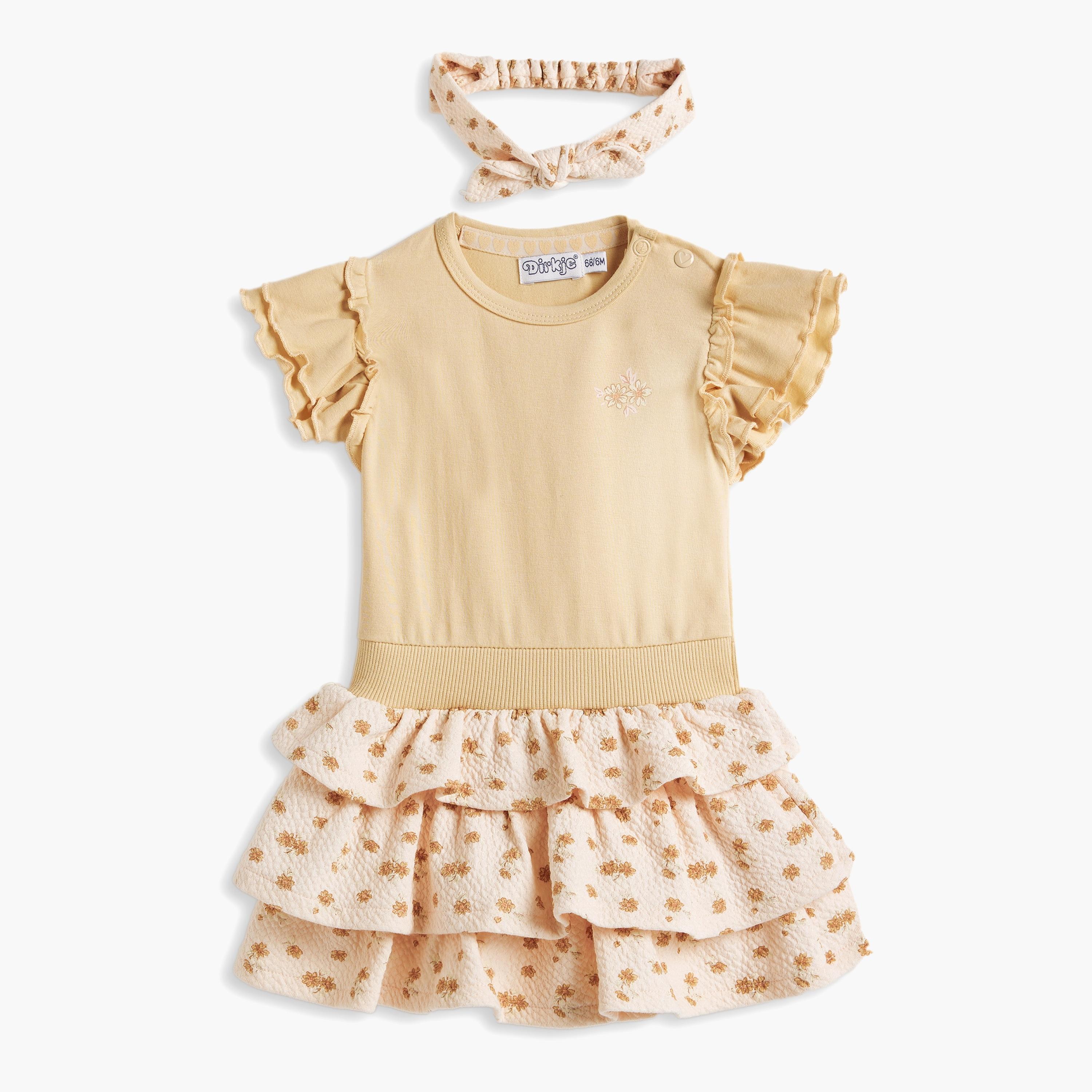 Dirkje 2-Piece Floral Printed Cap Sleeves Dress with Headband-girls-clothing-dressesandjumpsuits-image-1