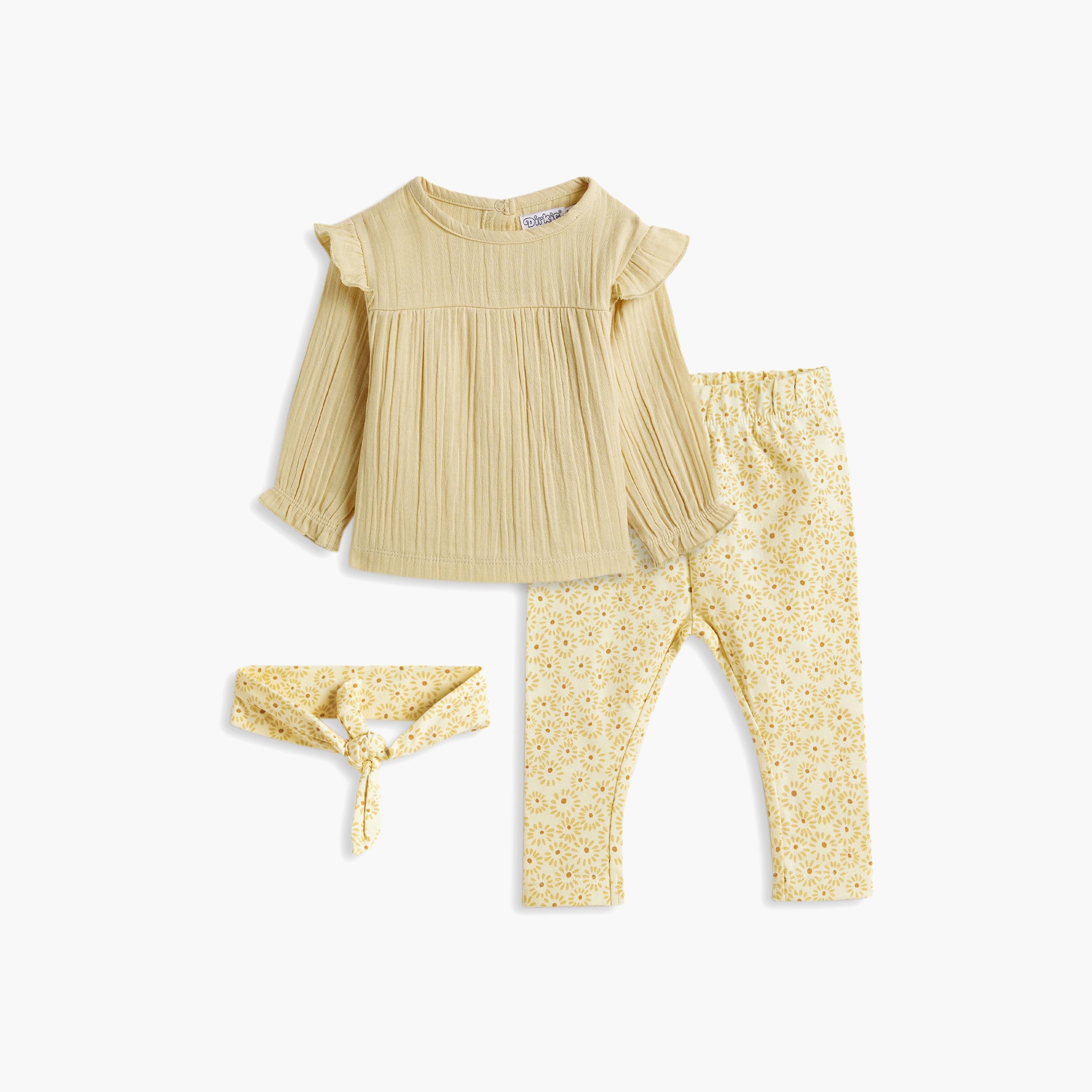 بلوزة بأكمام طويلة وبنطلون مع عصابة رأس 3 قطع من ديركجي-baby-girls-clothing-setsandcoords-image-1