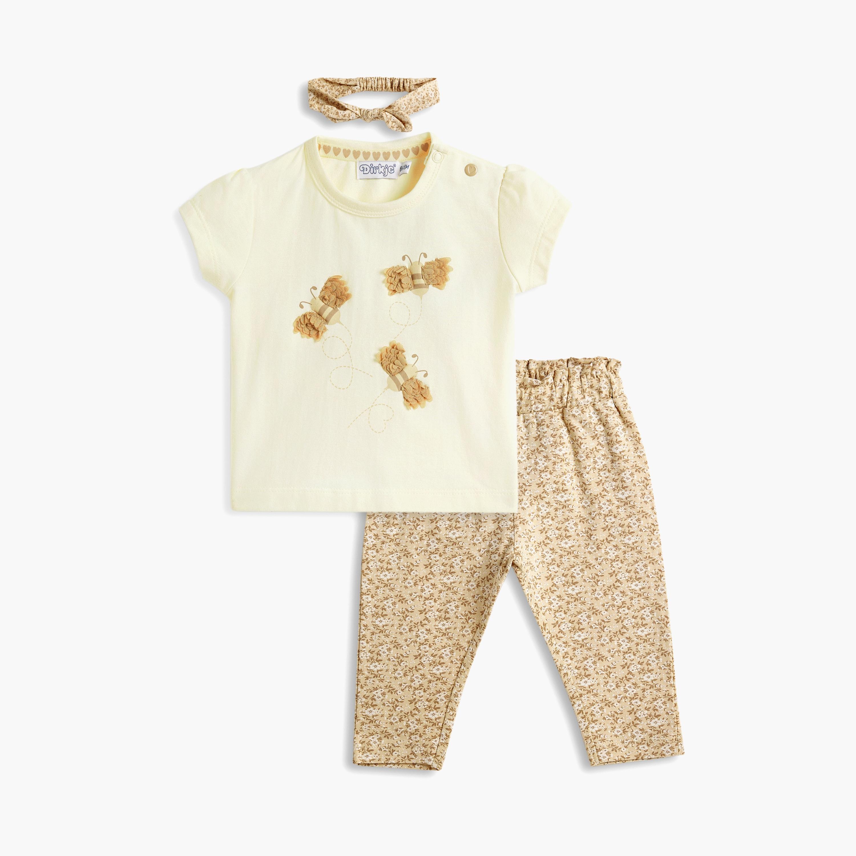 Dirkje 3-Piece Printed Short Sleeves T-Shirt, Pants with Headband-girls-clothing-setsandcoords-image-1