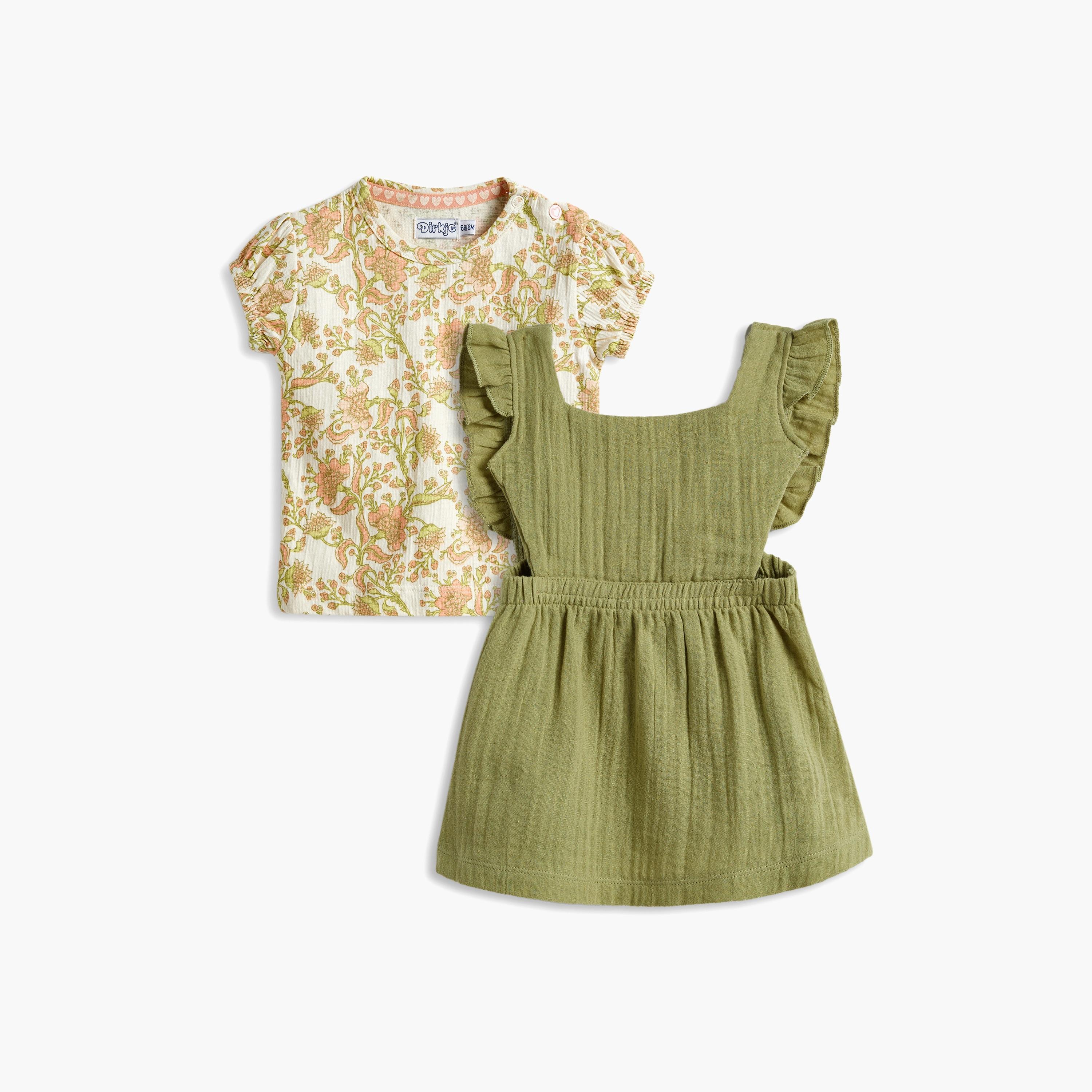Dirkje 2-Piece Floral Printed Cap Sleeves Dress with T-Shirt-girls-clothing-setsandcoords-image-1