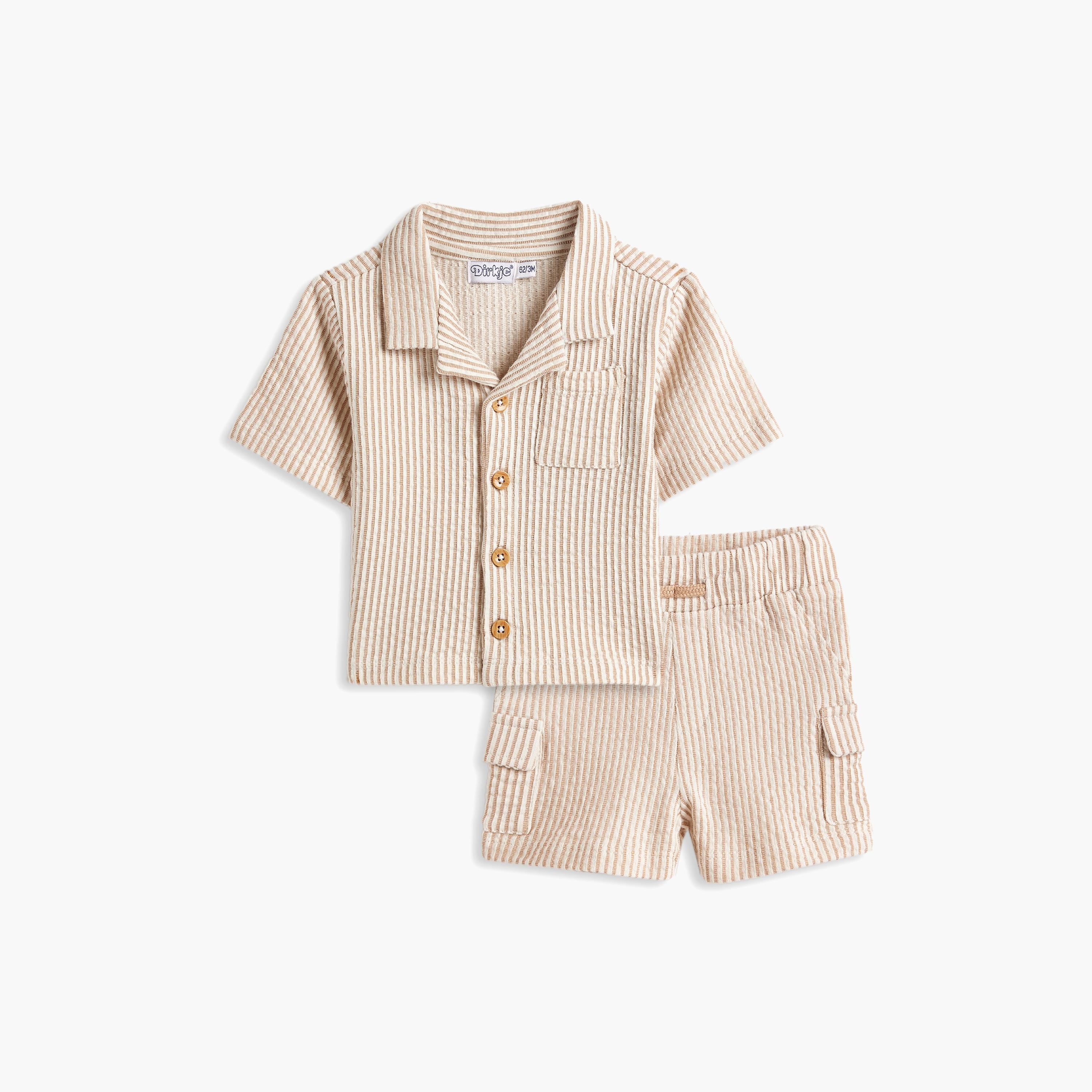 قميص مخطط بأكمام قصيرة مع شورت قطعتين من ديركجي-boys-clothing-setsandcoords-image-1