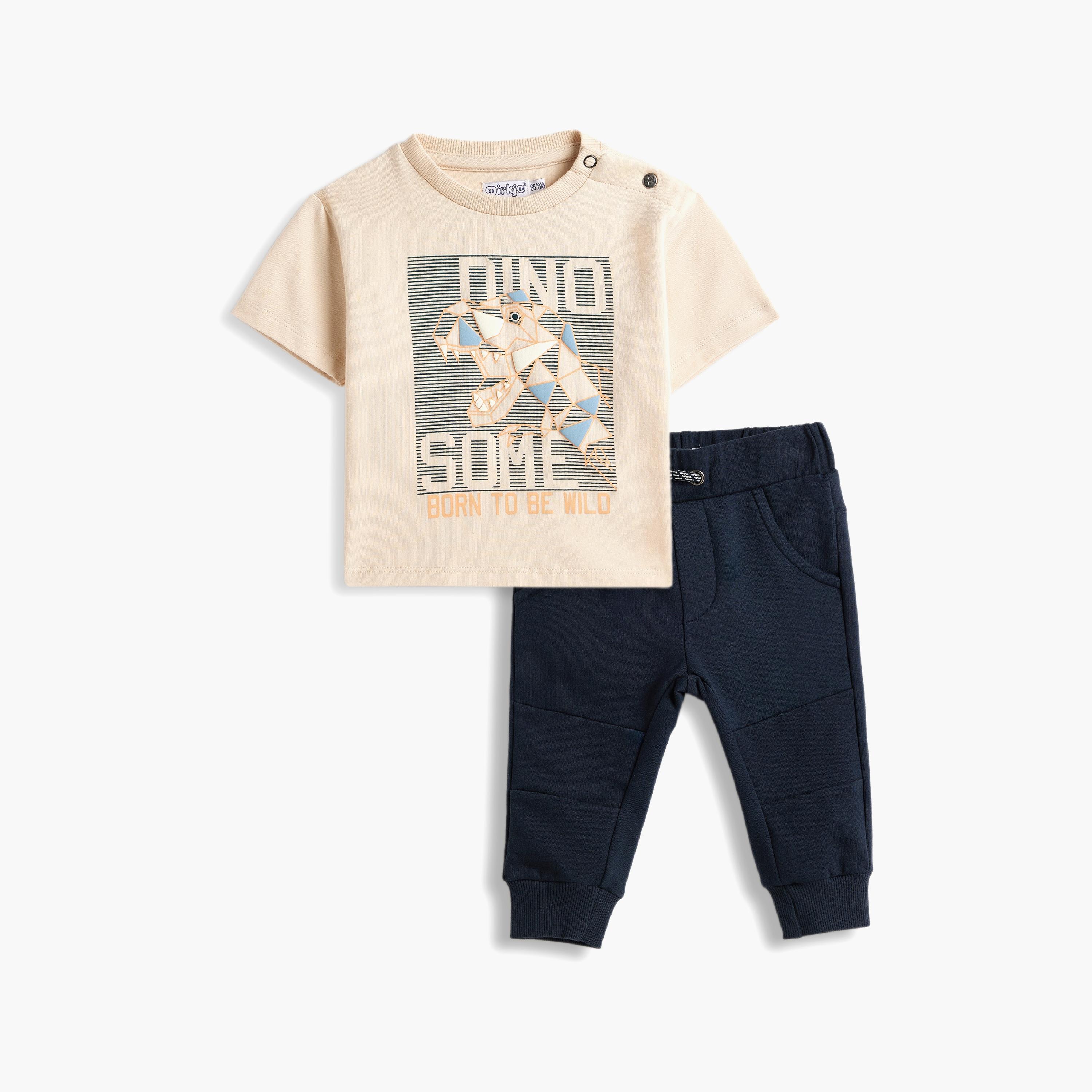 Dirkje 2-Piece Printed Short Sleeves T-Shirt with Joggers-boys-clothing-setsandcoords-image-1