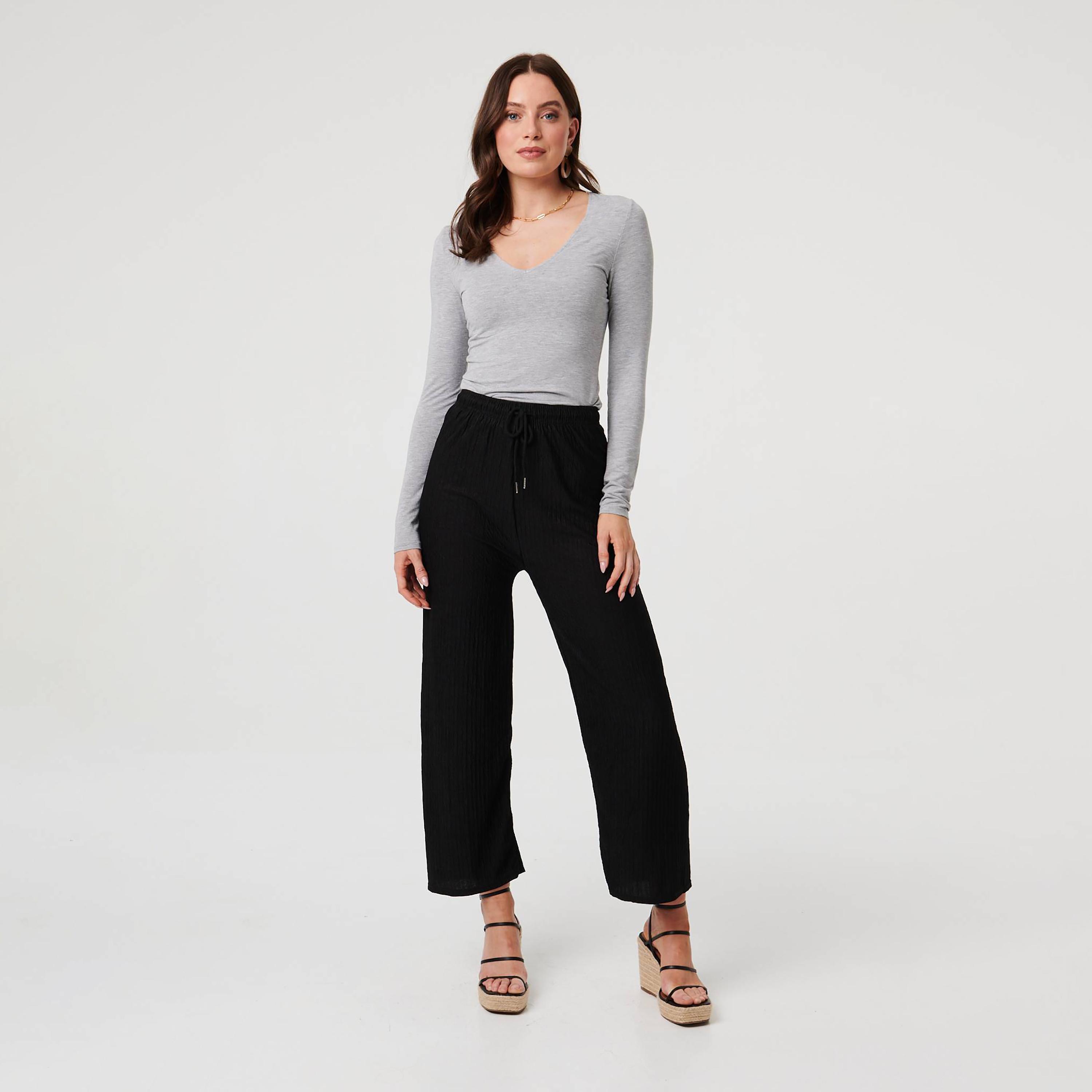 Izabel London Black Straight Women's Trousers-women-clothing-bottoms-trousers-image-2