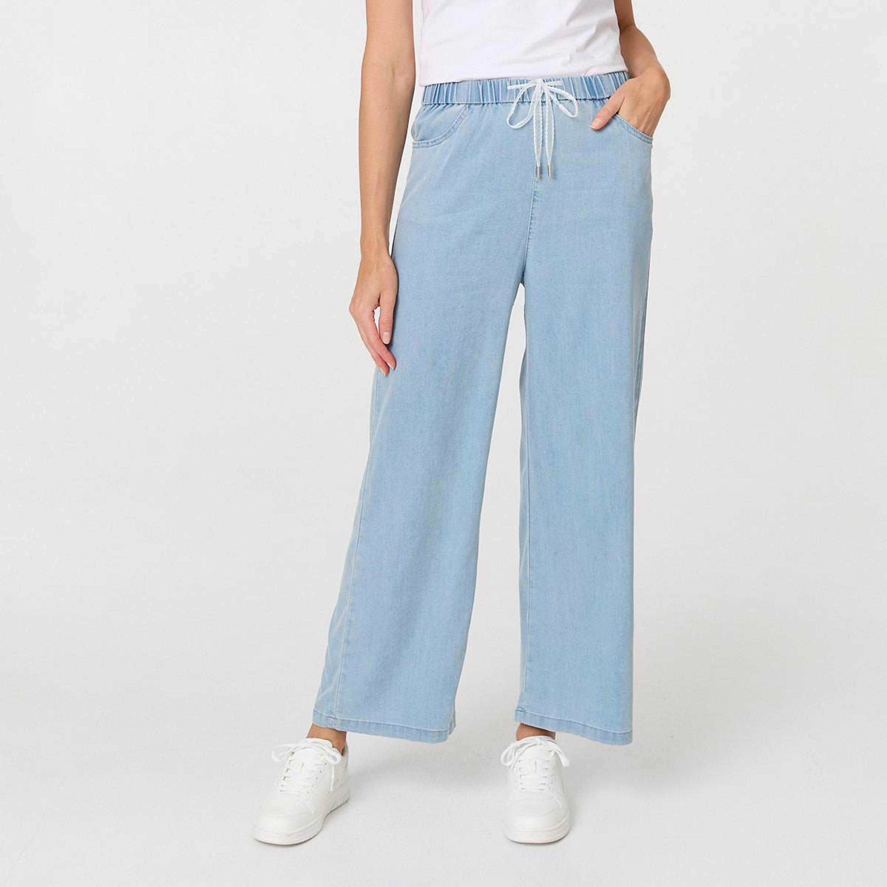 Izabel London Blue Wide Leg Women's Jeans-women-clothing-bottoms-jeans-image-1