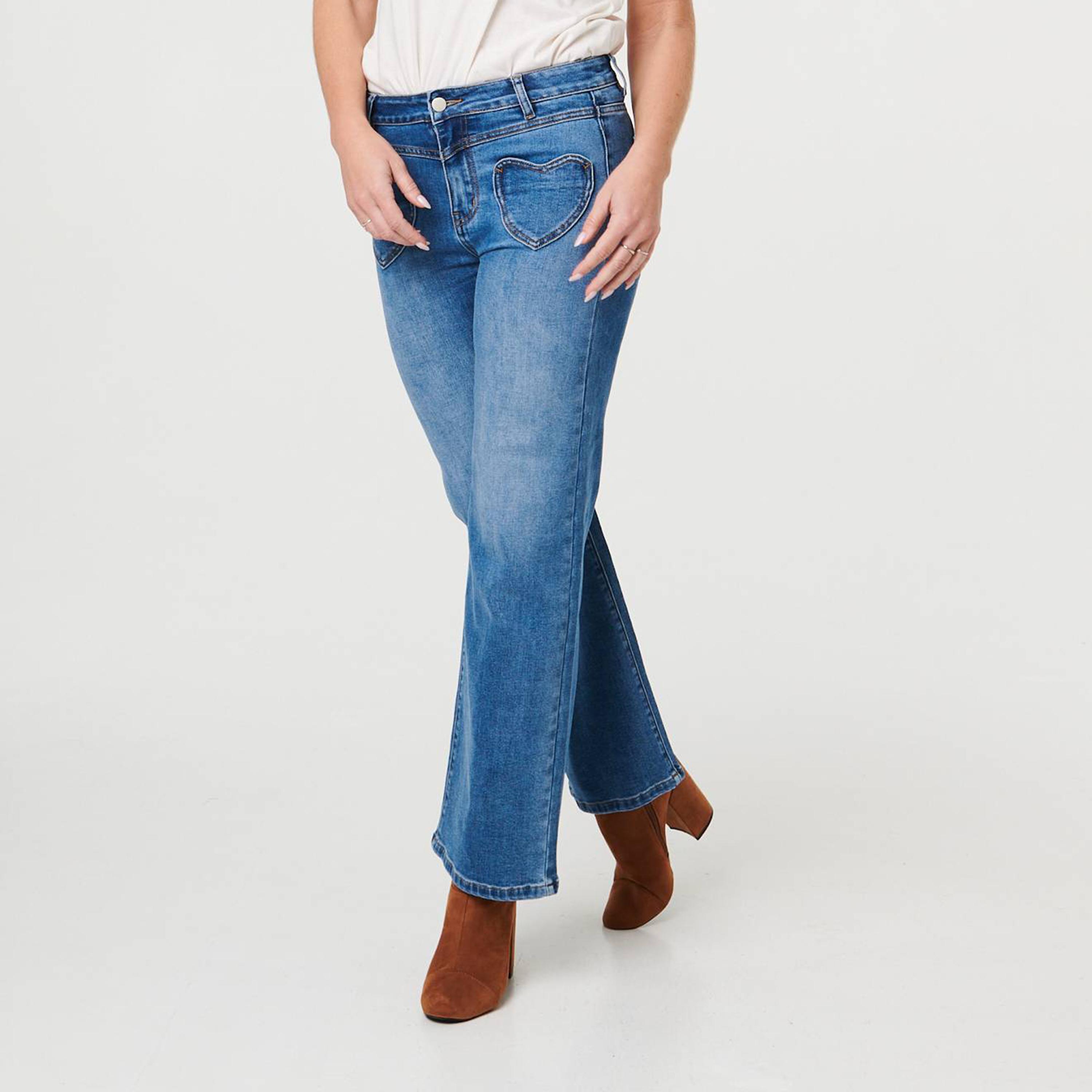 بنطلون جينز نسائي قصة مستقيمة "ستريت" بلون أزرق من إيزابيل لندن-women-clothing-bottoms-jeans-image-1