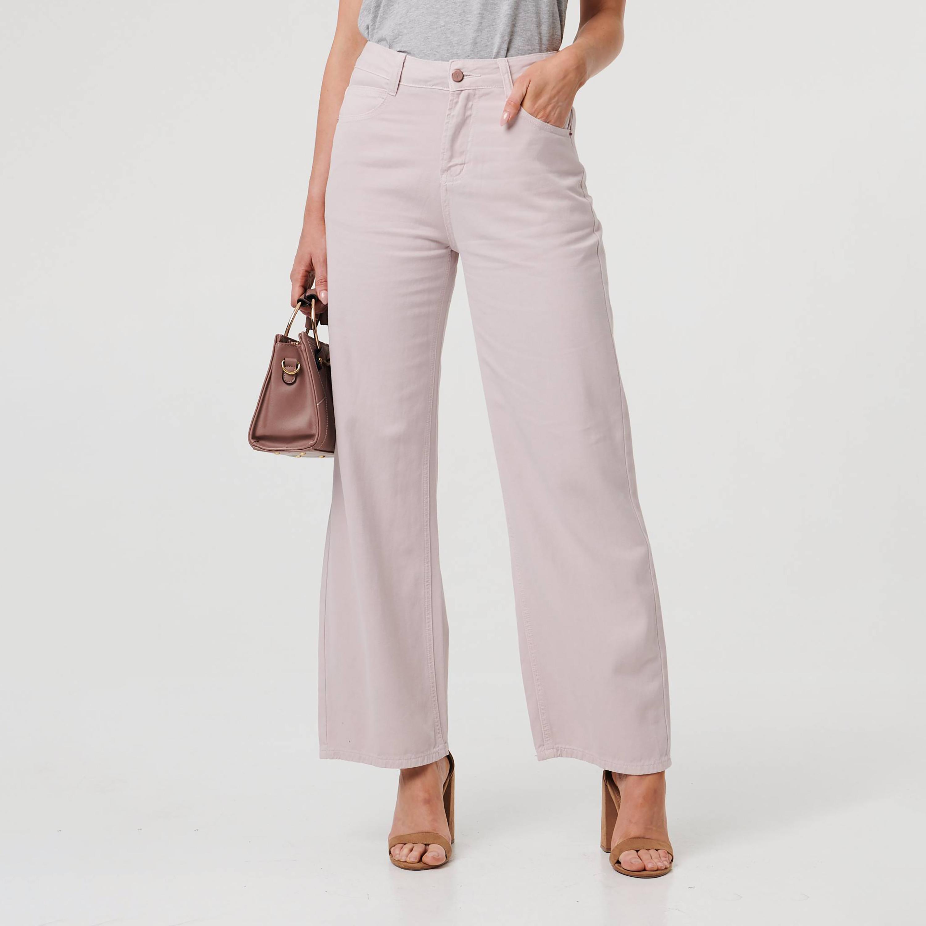 بنطلون جينز قطني قصة مستقيمة "ستريت" باللون الوردي من إيزابيل لندن-women-clothing-bottoms-jeans-image-1