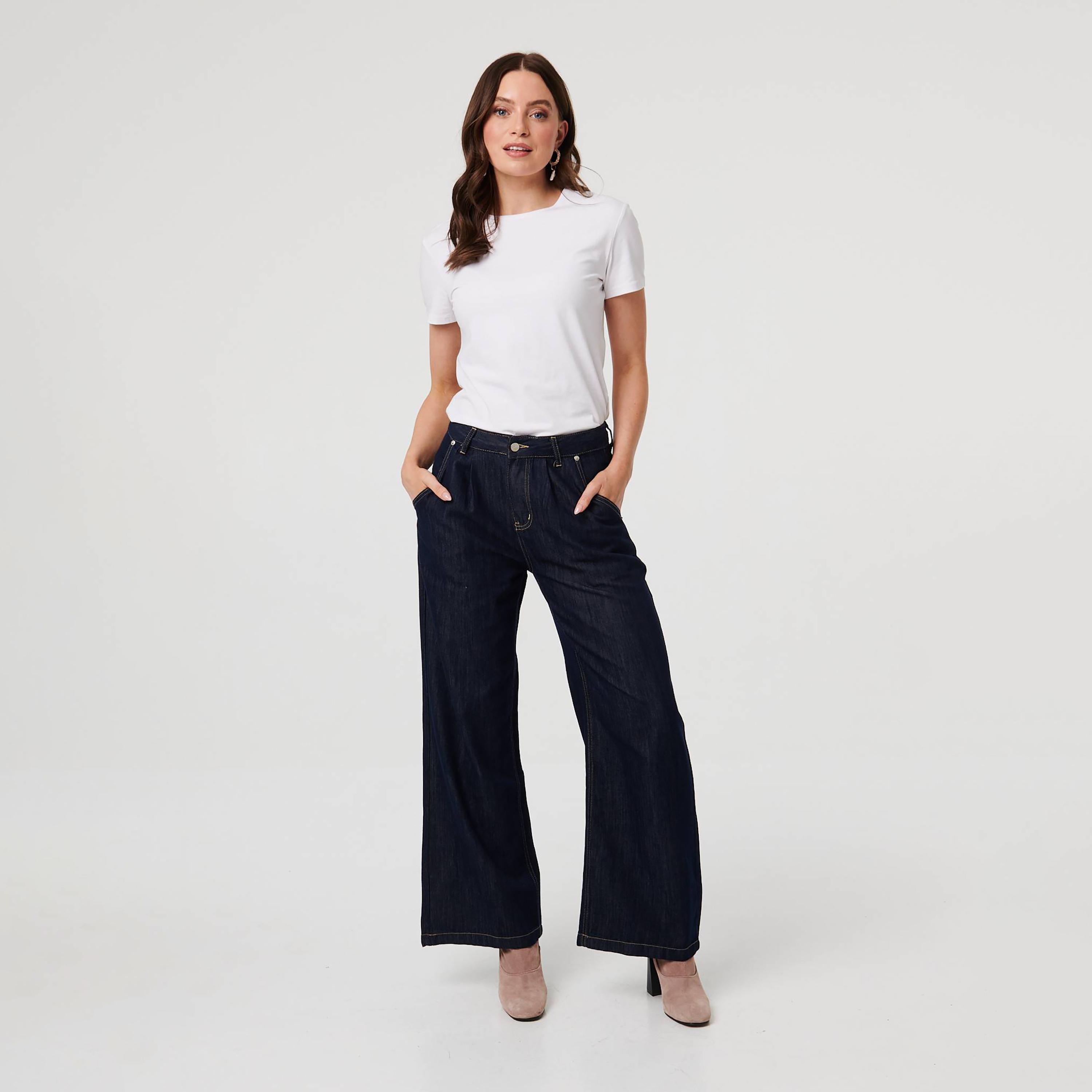 Izabel London Deep Blue Wide Leg Women's Jeans-women-clothing-bottoms-jeans-image-2