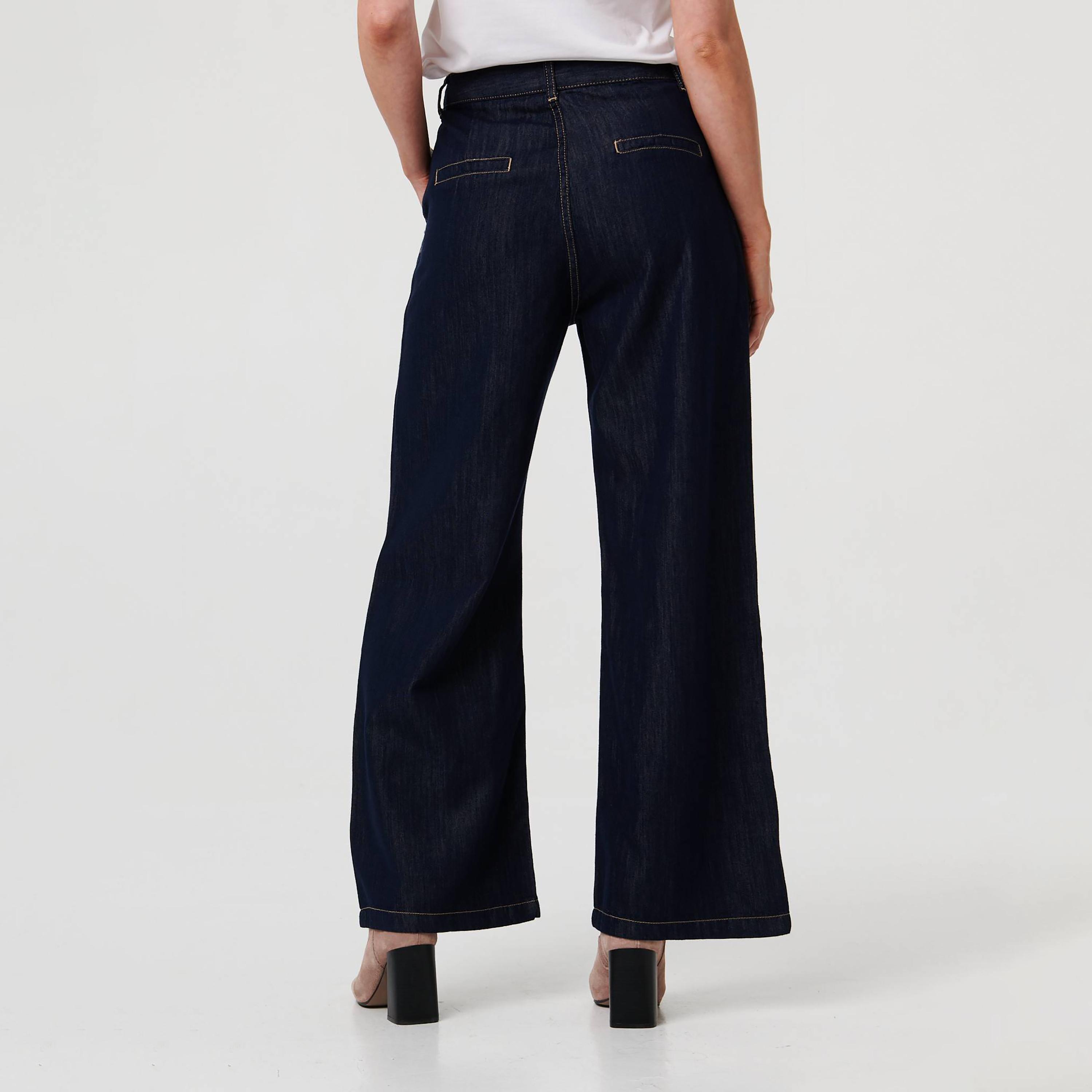 Izabel London Deep Blue Wide Leg Women's Jeans-women-clothing-bottoms-jeans-image-3