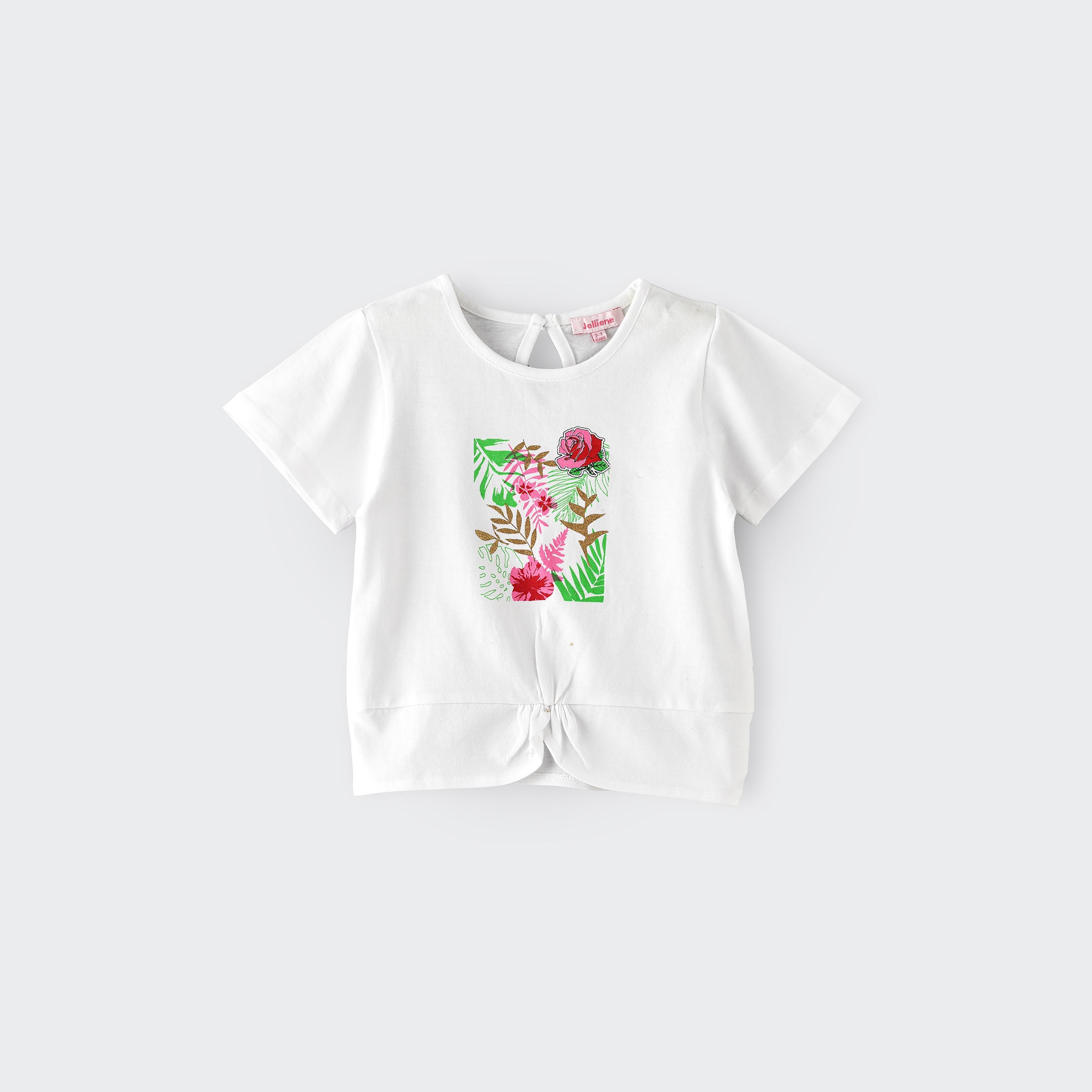 تي شيرت بأكمام قصيرة فلورال من يونيك كيدز-girls-clothing-tshirts-image-1