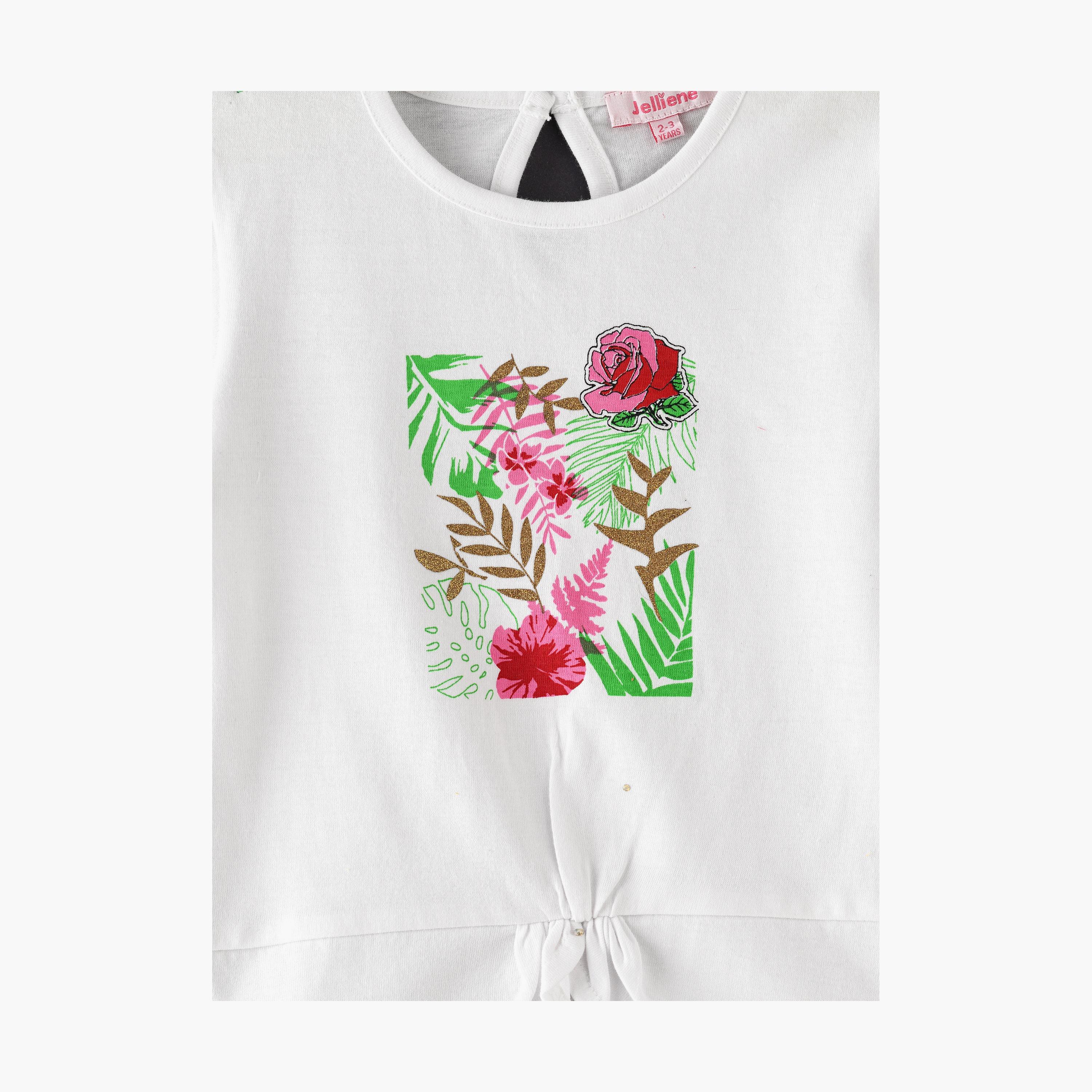 تي شيرت بأكمام قصيرة فلورال من يونيك كيدز-girls-clothing-tshirts-image-3