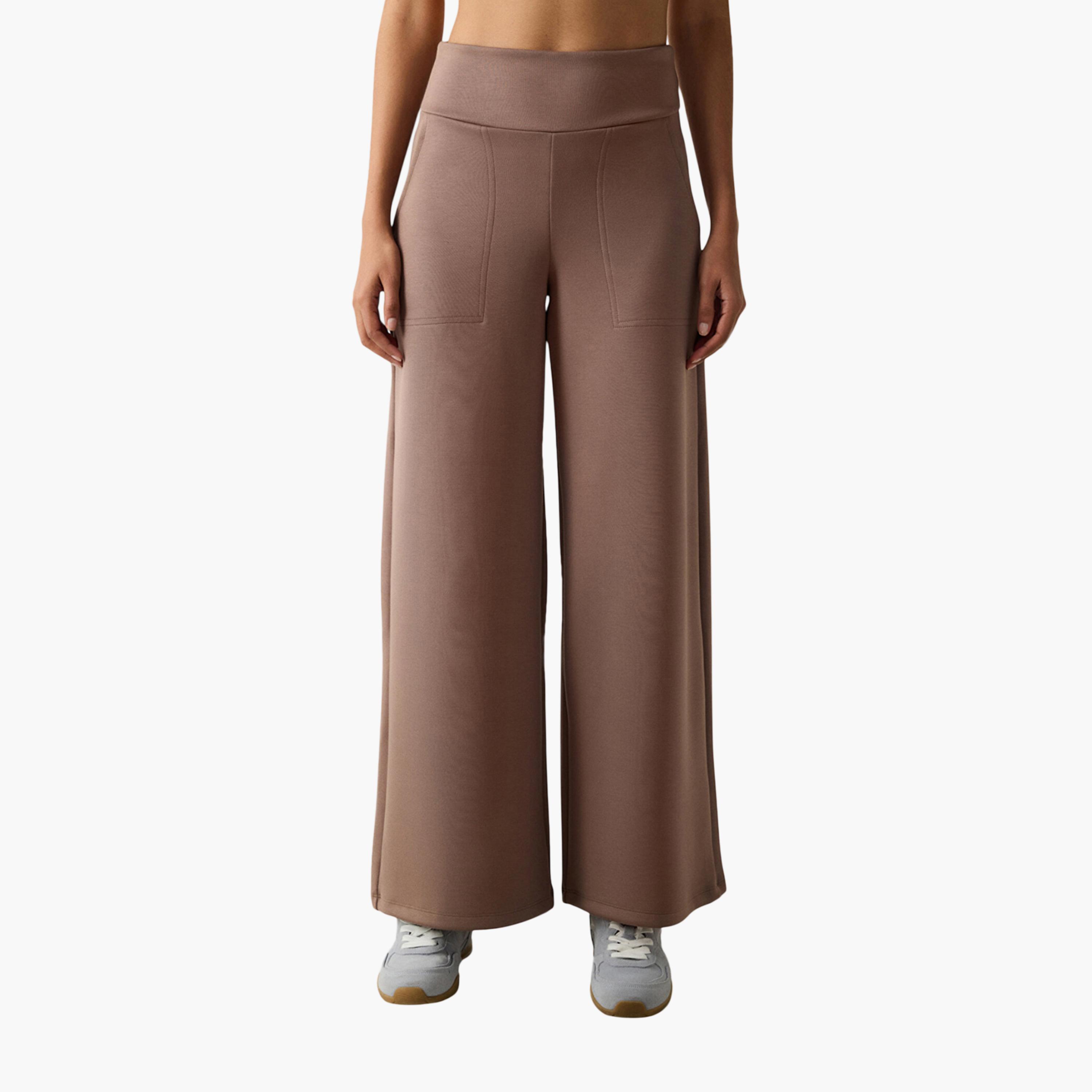 Penti Brown Wide Leg Women's Trousers-women-clothing-bottoms-trousers-image-1