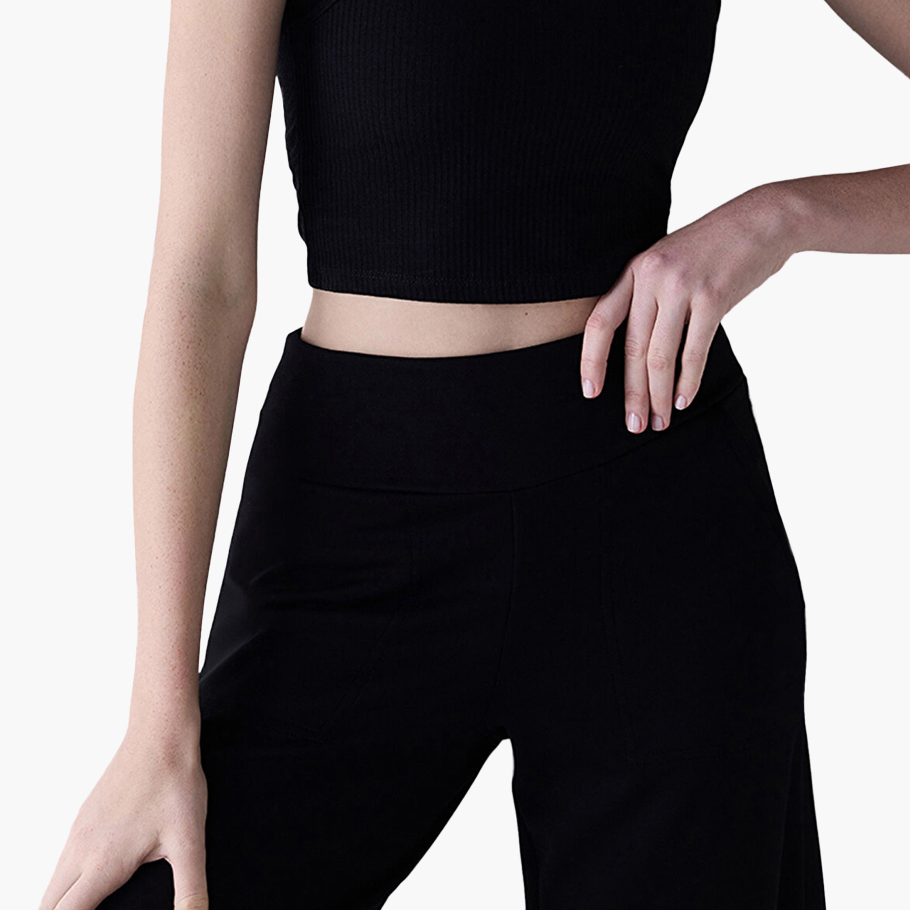 بنطلون نسائي واسع الساق أسود اللون من بينتي-women-clothing-bottoms-trousers-image-5