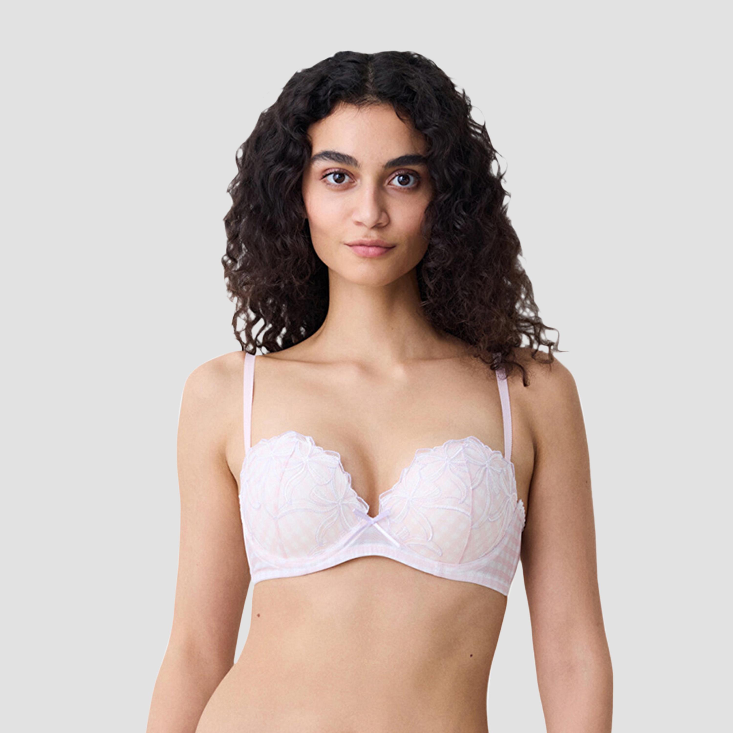 Penti Heart Broderie Pink Wired Medium Support Padded Women's Balconette Bra-women-clothing-lingerie-bras-image-1
