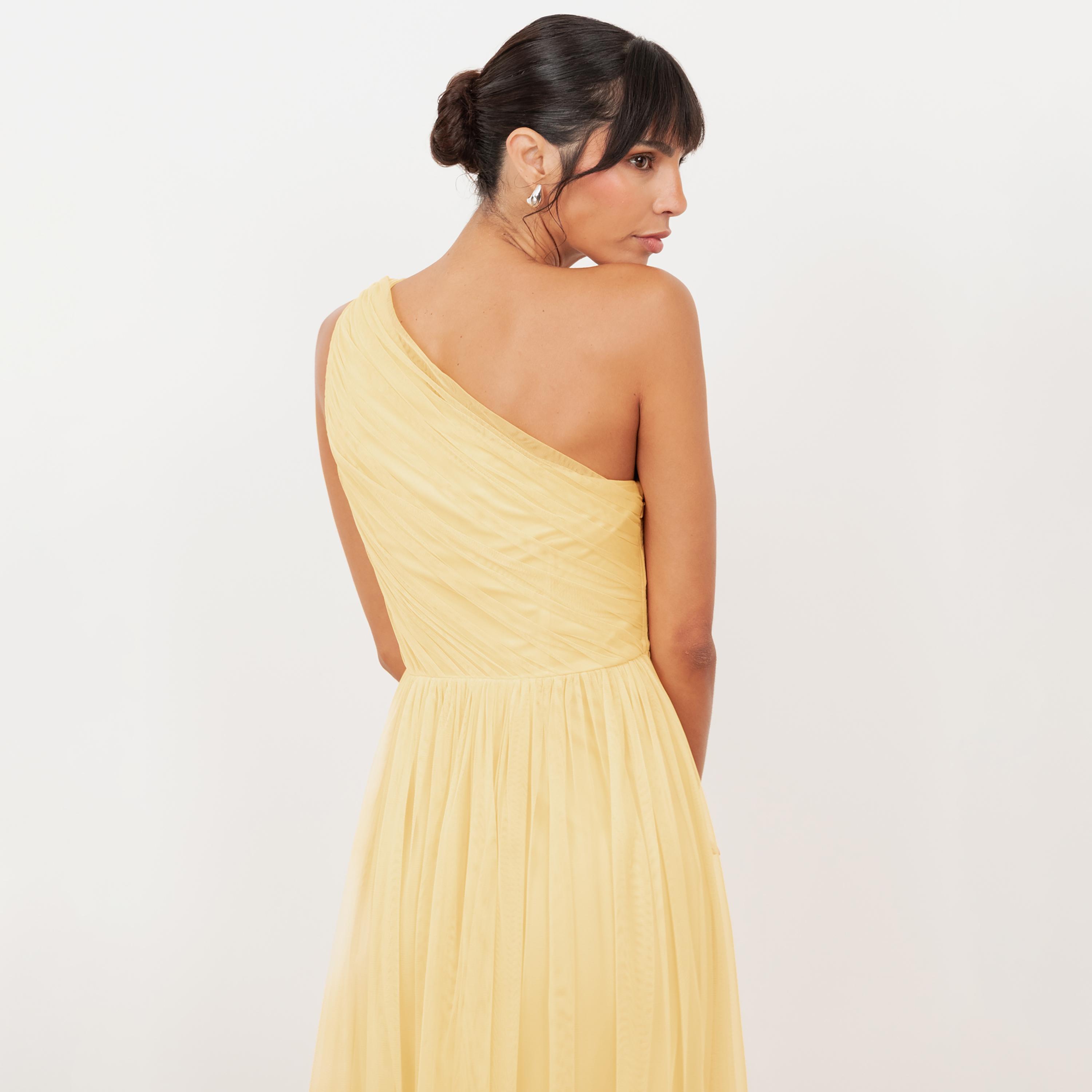 Anaya With Love Recycled Butter Yellow Tulle One Shoulder Fit & Flared Women's Evening Maxi Dress-women-clothing-dresses-image-5