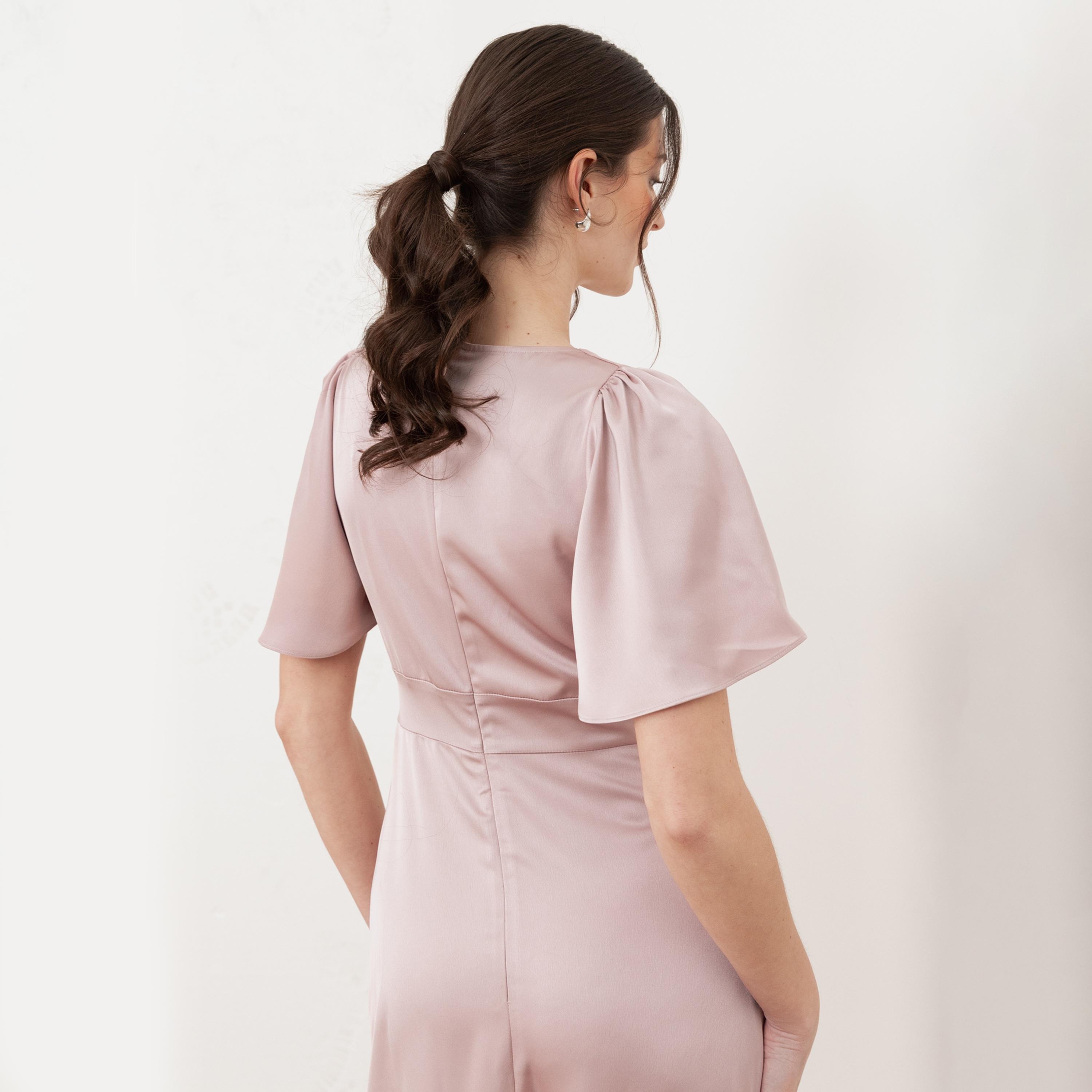 Maya Deluxe Satin Flutter Sleeves Slit Women's Evening Maxi Dress-women-clothing-dresses-image-5