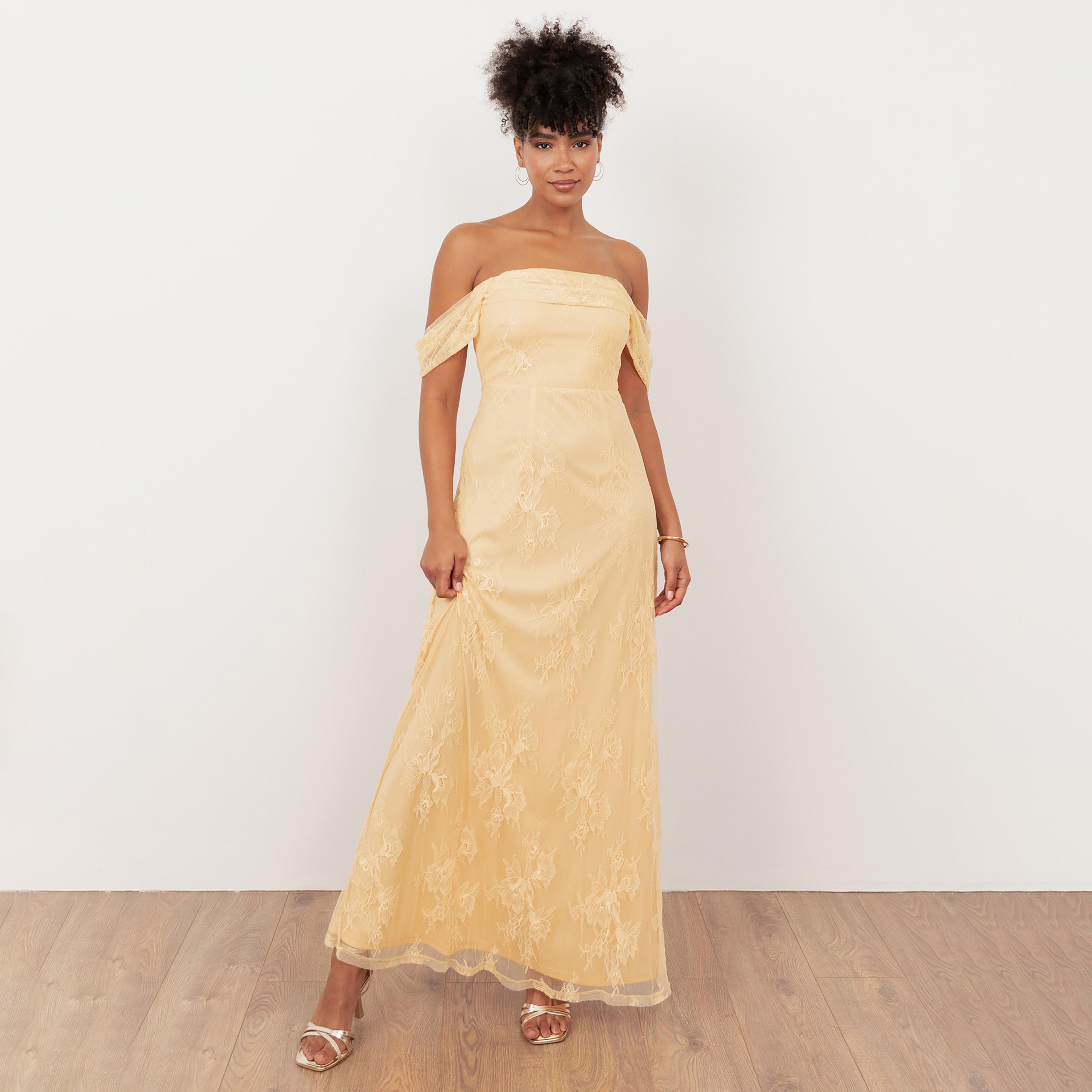 Maya Deluxe Buttercream All-Over Lace Off-Shoulder Women's Maxi Dress-women-clothing-dresses-image-5