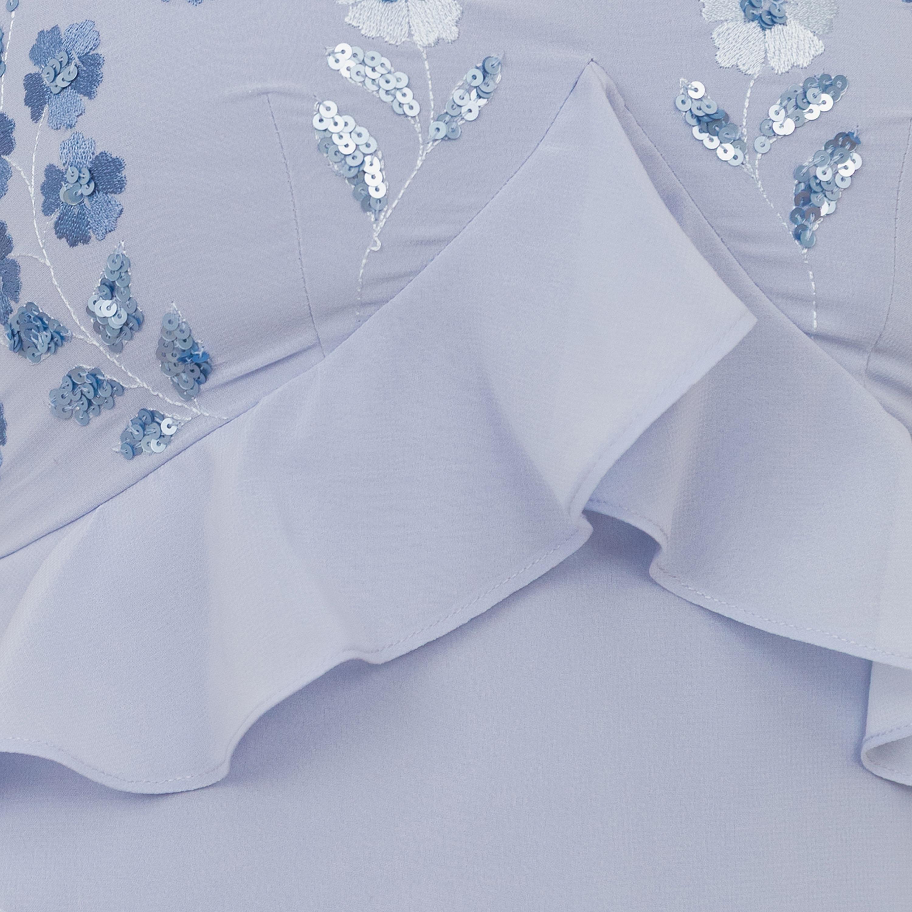 Maya Deluxe Pastel Blue Embroidered Georgette Cold Shoulder Ruffled Women's Evening Maxi Dress-women-clothing-dresses-image-5