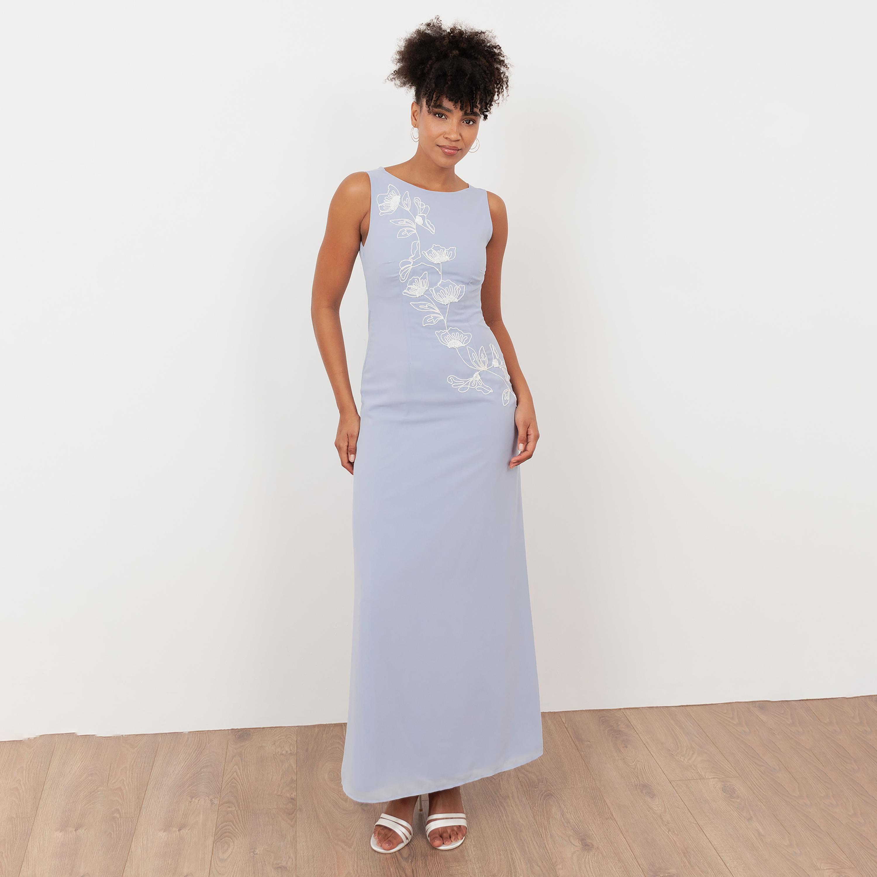 Maya Deluxe Floral Embroidered Georgette Women's Maxi Dress-women-clothing-dresses-image-7