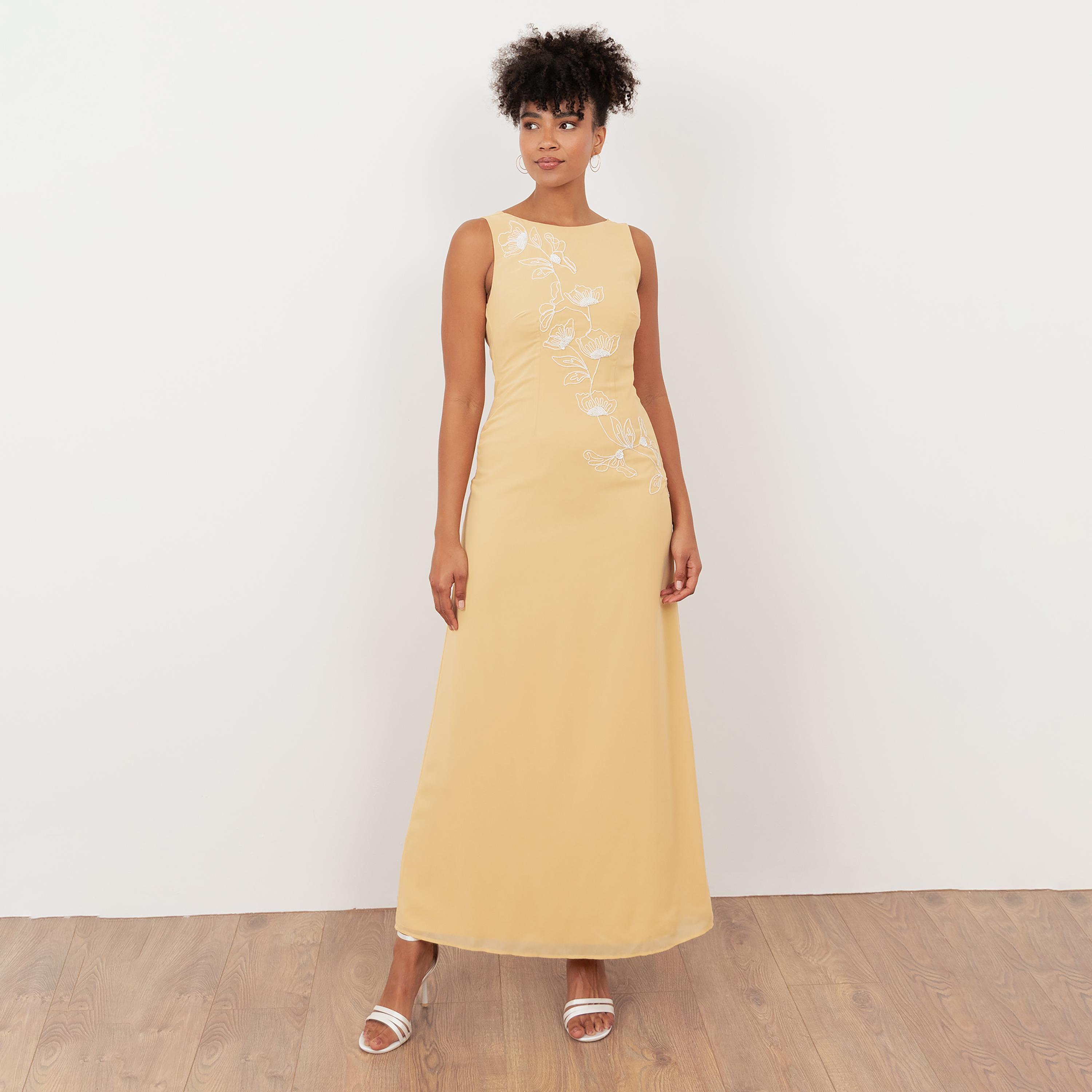 Maya Deluxe Floral Embroidered Georgette Women's Maxi Dress-women-clothing-dresses-image-1