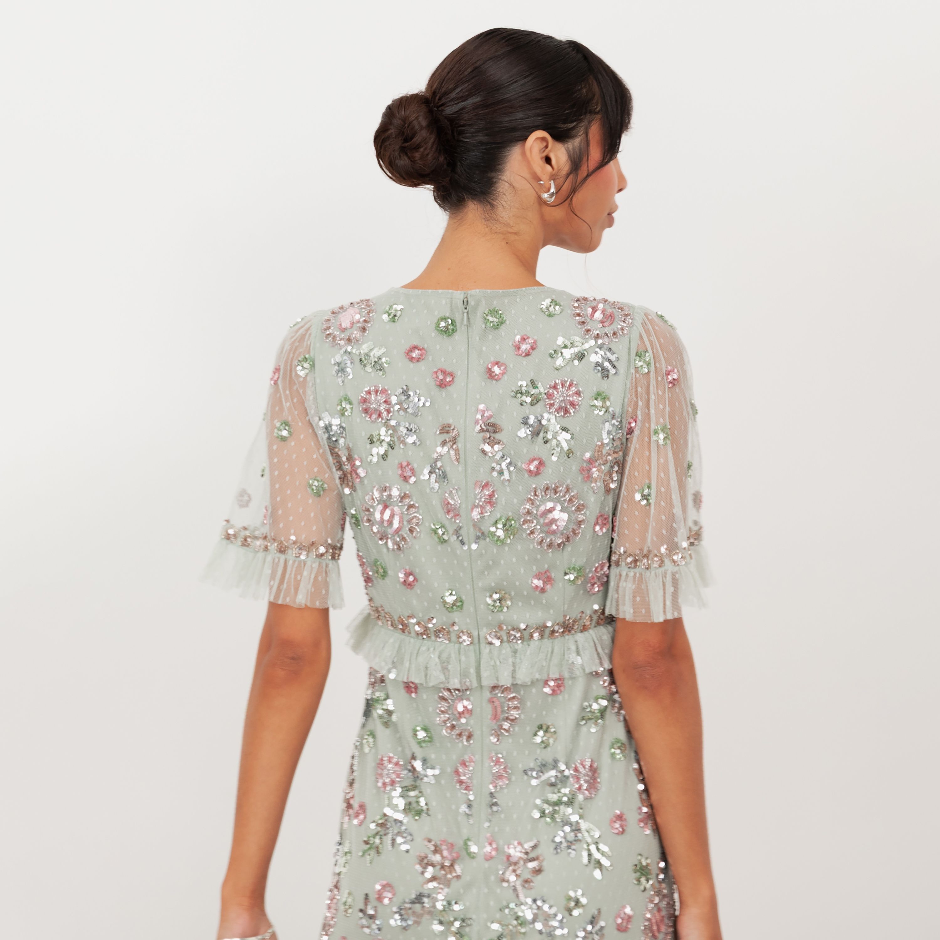 فستان سهرة ماكسي نسائي من مايا ديلوكس، من التل المزين بالترتر، بأكمام شفافة وطبقات-women-clothing-dresses-image-12