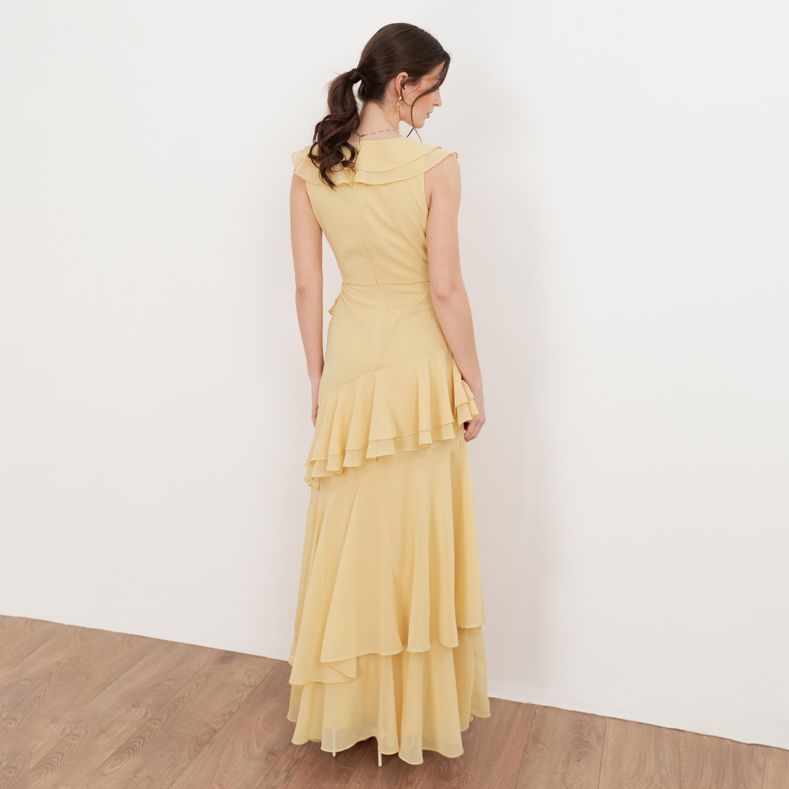 Maya Deluxe Sequined Georgette Layered Women's Evening Maxi Dress-women-clothing-dresses-image-2