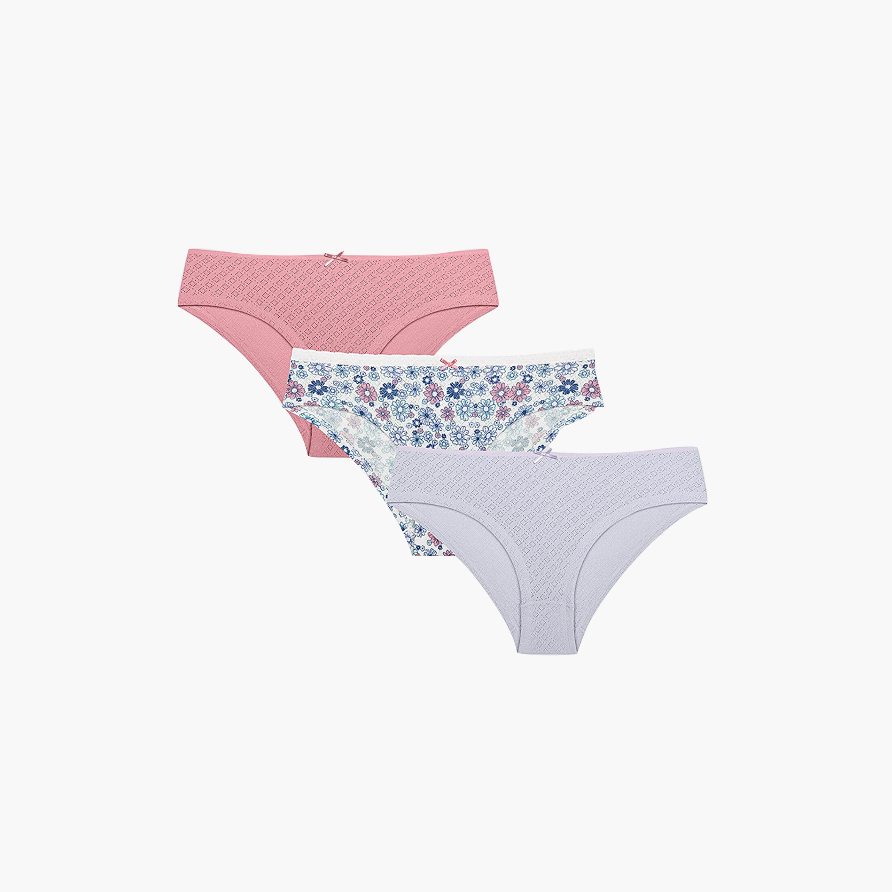 Penti Pack of 3 Spring Garden Pointel Multicolour Cotton Medium Coverage Women's Hipster Panty-women-clothing-lingerie-panties-image-2
