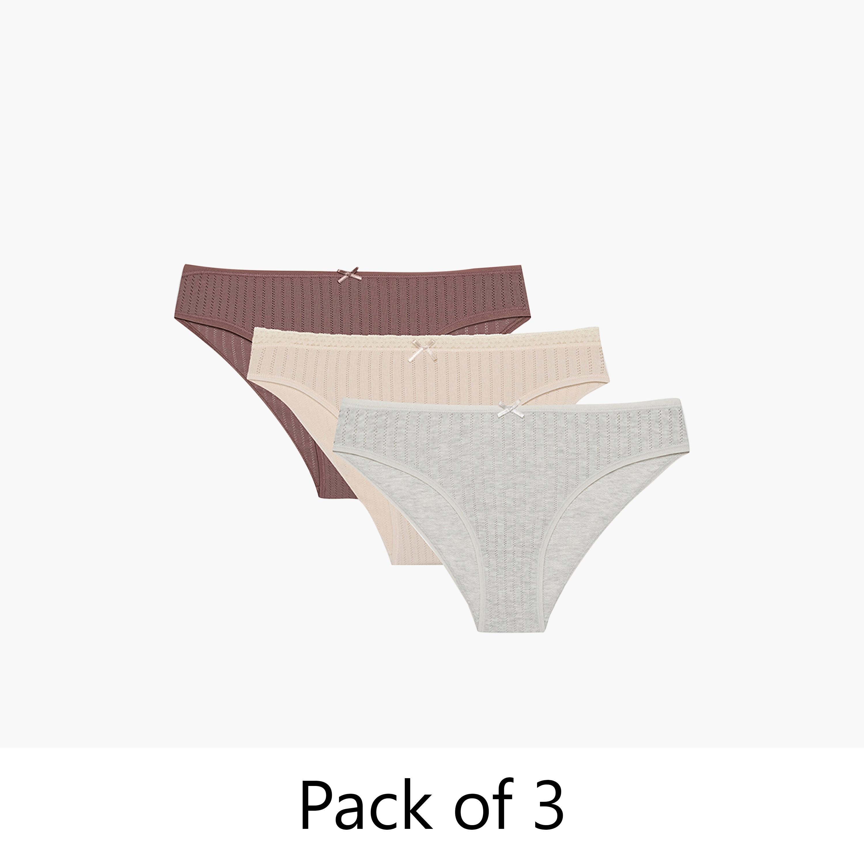 Penti Pack of 3 Woody Multicolour Cotton Medium Coverage Women's Bikini Panty-women-clothing-lingerie-panties-image-1