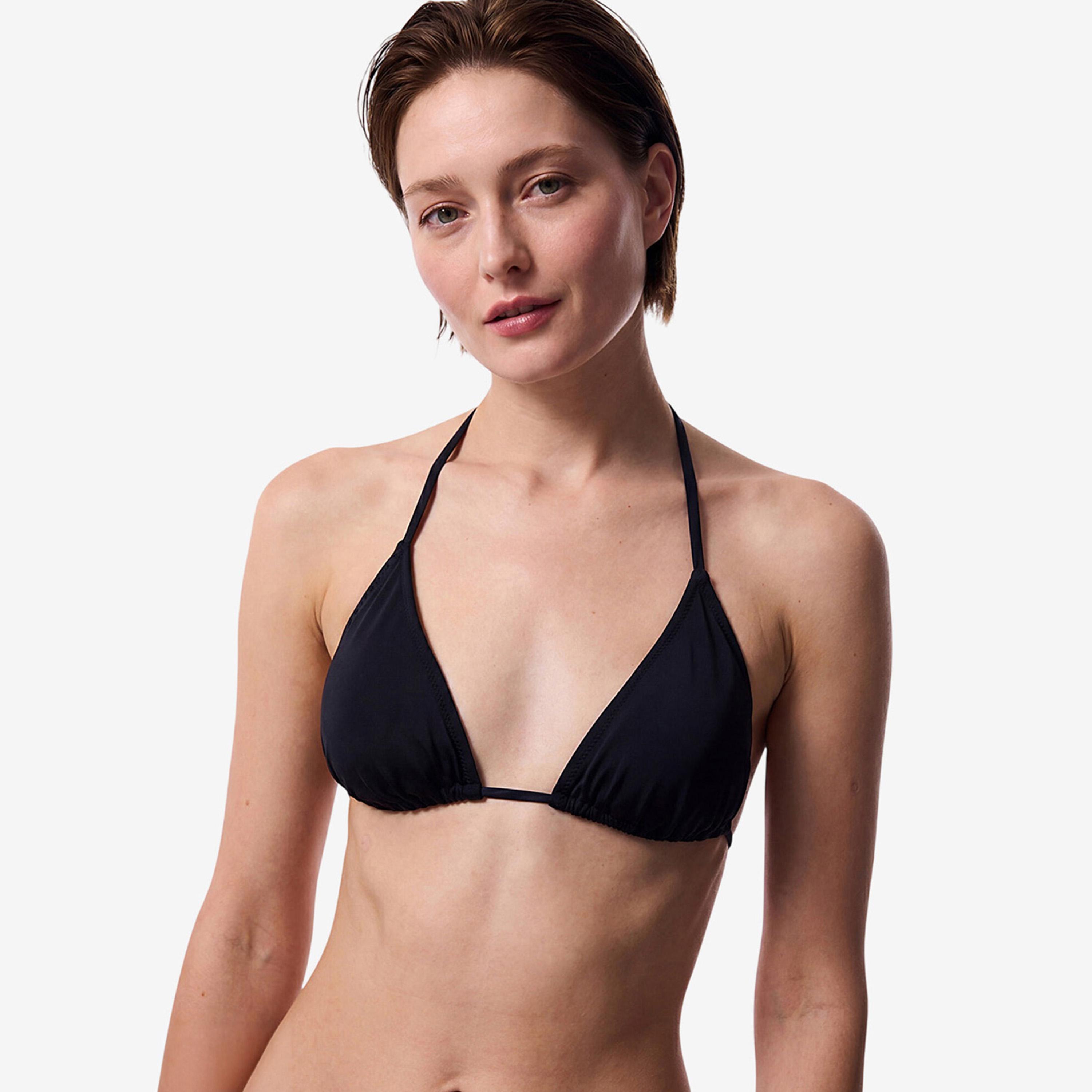 قطعة علوية لمايوه بيكيني حريمي سادة بربطة عنق (هالتر) باللون الأسود من بينتي-women-clothing-swimandbeach-swim-bikinis-image-1