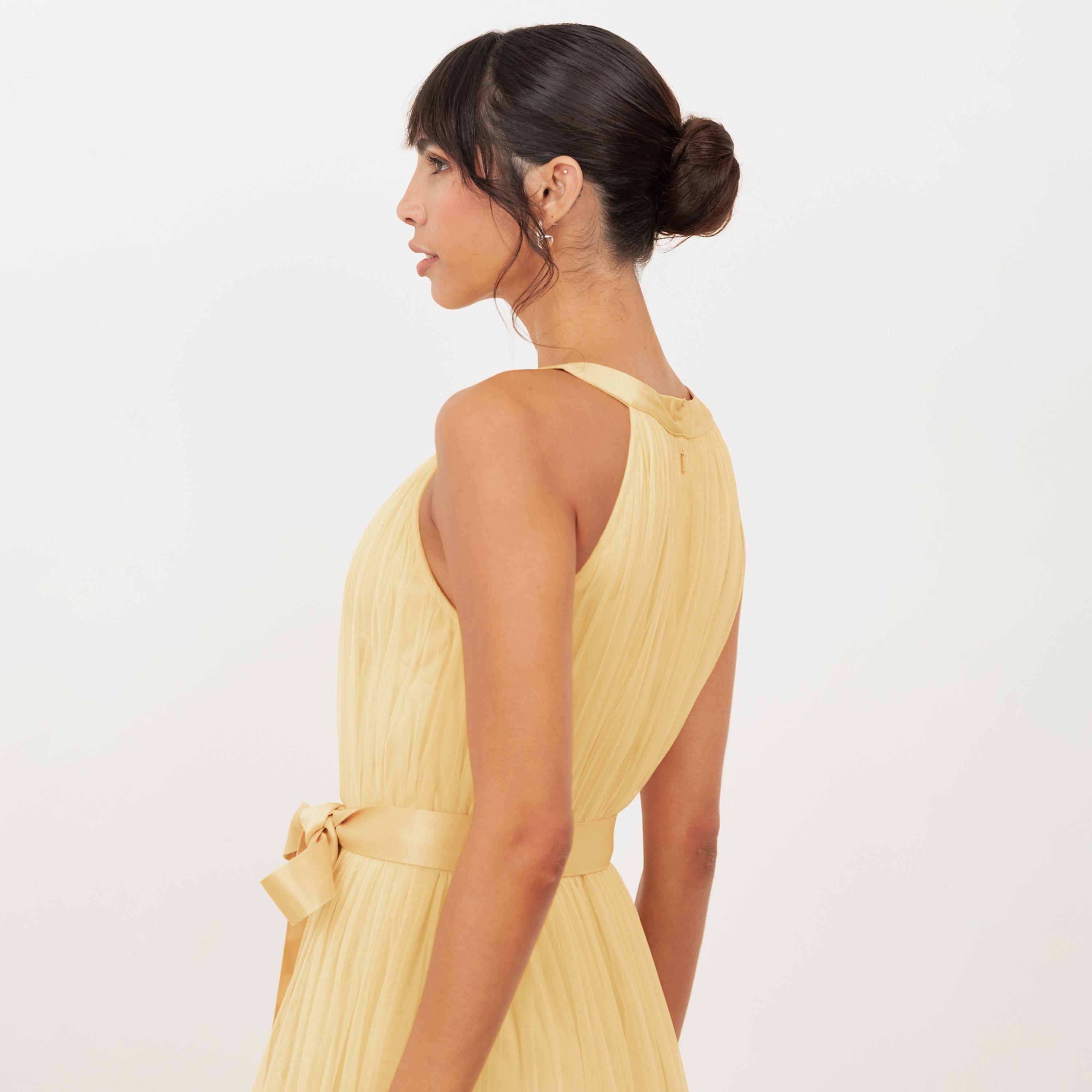 Anaya With Love Recycled Butter Yellow Tulle Halter Neck Fit & Flared Women's Evening Maxi Dress-women-clothing-dresses-image-5