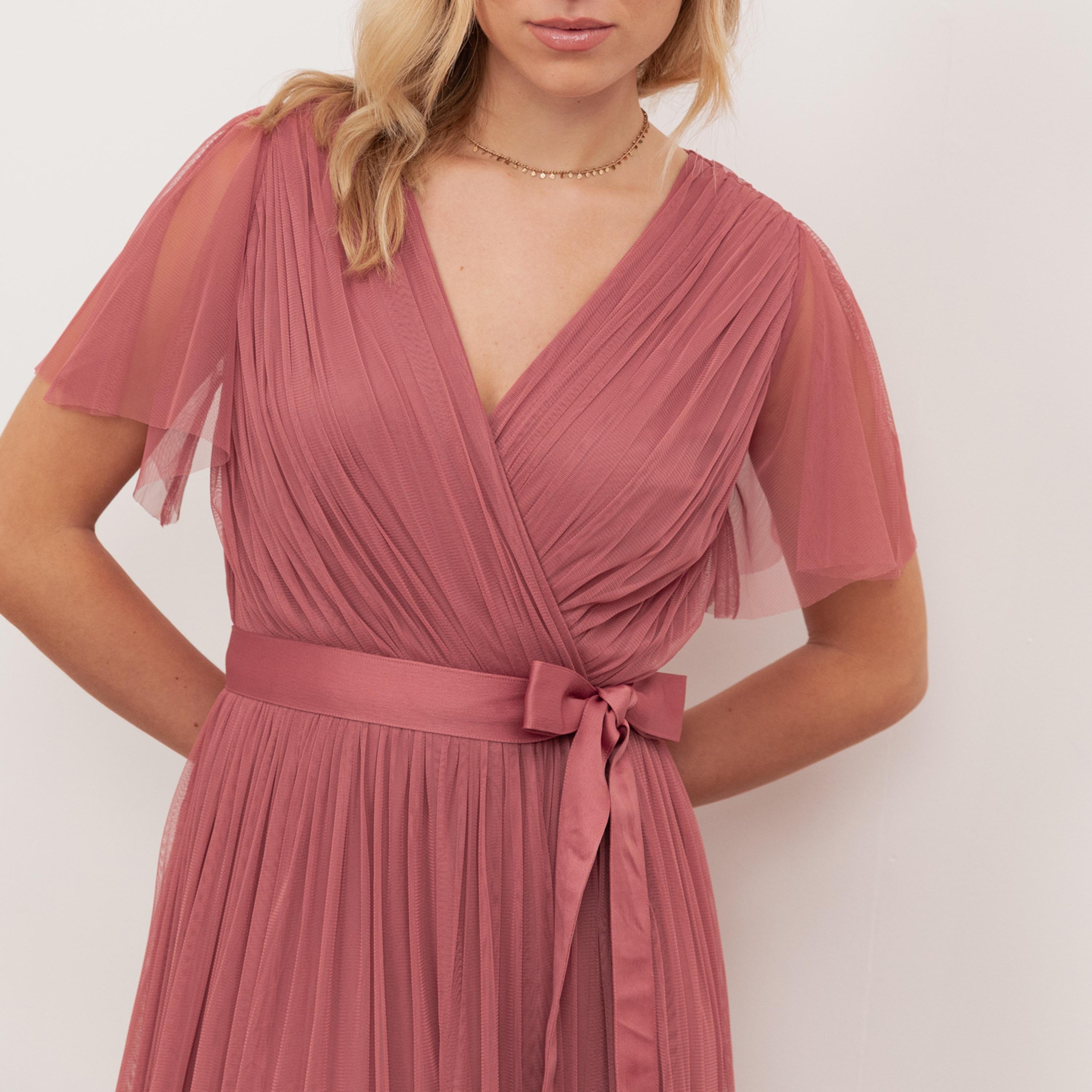 Anaya With Love Faded Rose Tulle Surplice Neck Flutter Sleeves Fit & Flared Women's Maxi Dress-women-clothing-dresses-image-3