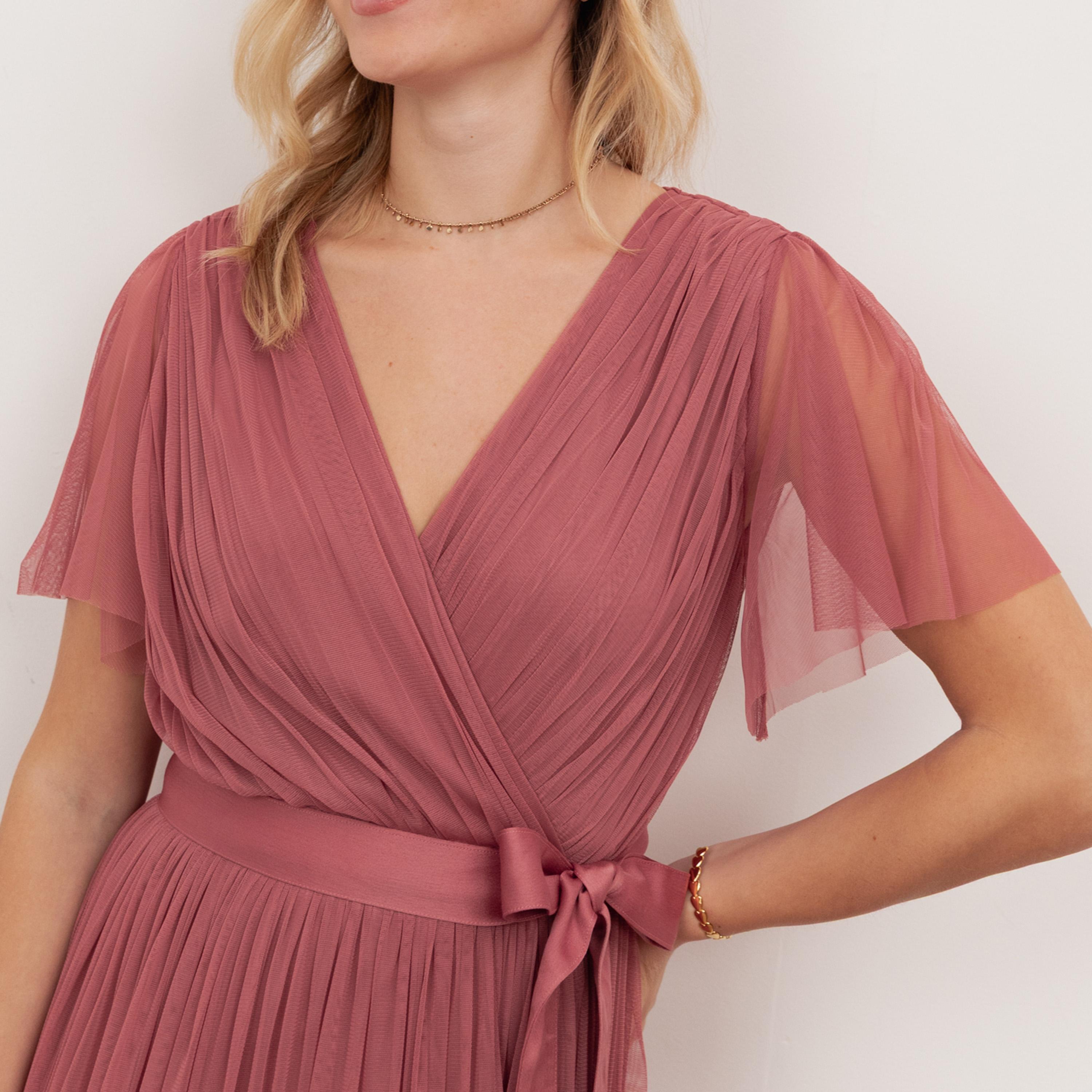 Anaya With Love Faded Rose Tulle Surplice Neck Flutter Sleeves Fit & Flared Women's Maxi Dress-women-clothing-dresses-image-5